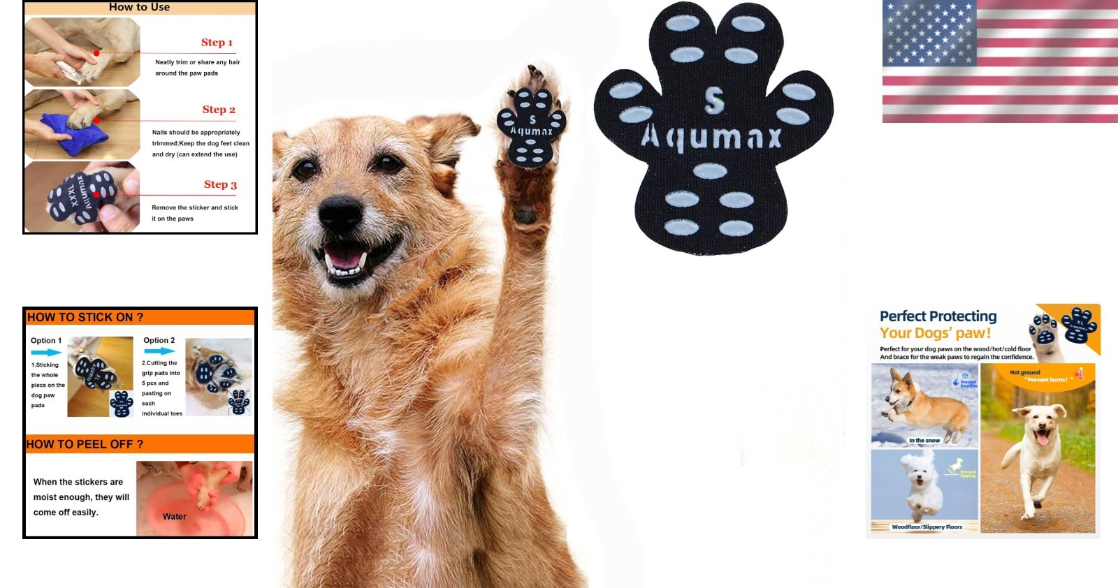 12 Sets of Small Dog Anti-Slip Paw Grips – Eco-Friendly Traction Pads in Black