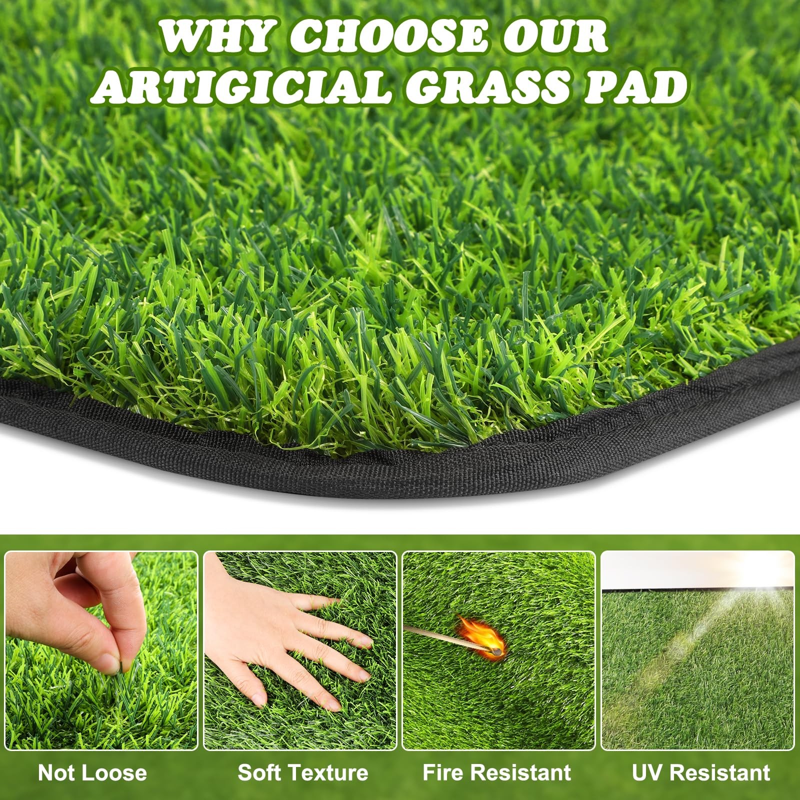 Artificial Grass Mat, Dog Grass Pee Pads, Fake Grass Pad for Pets Potty Train…