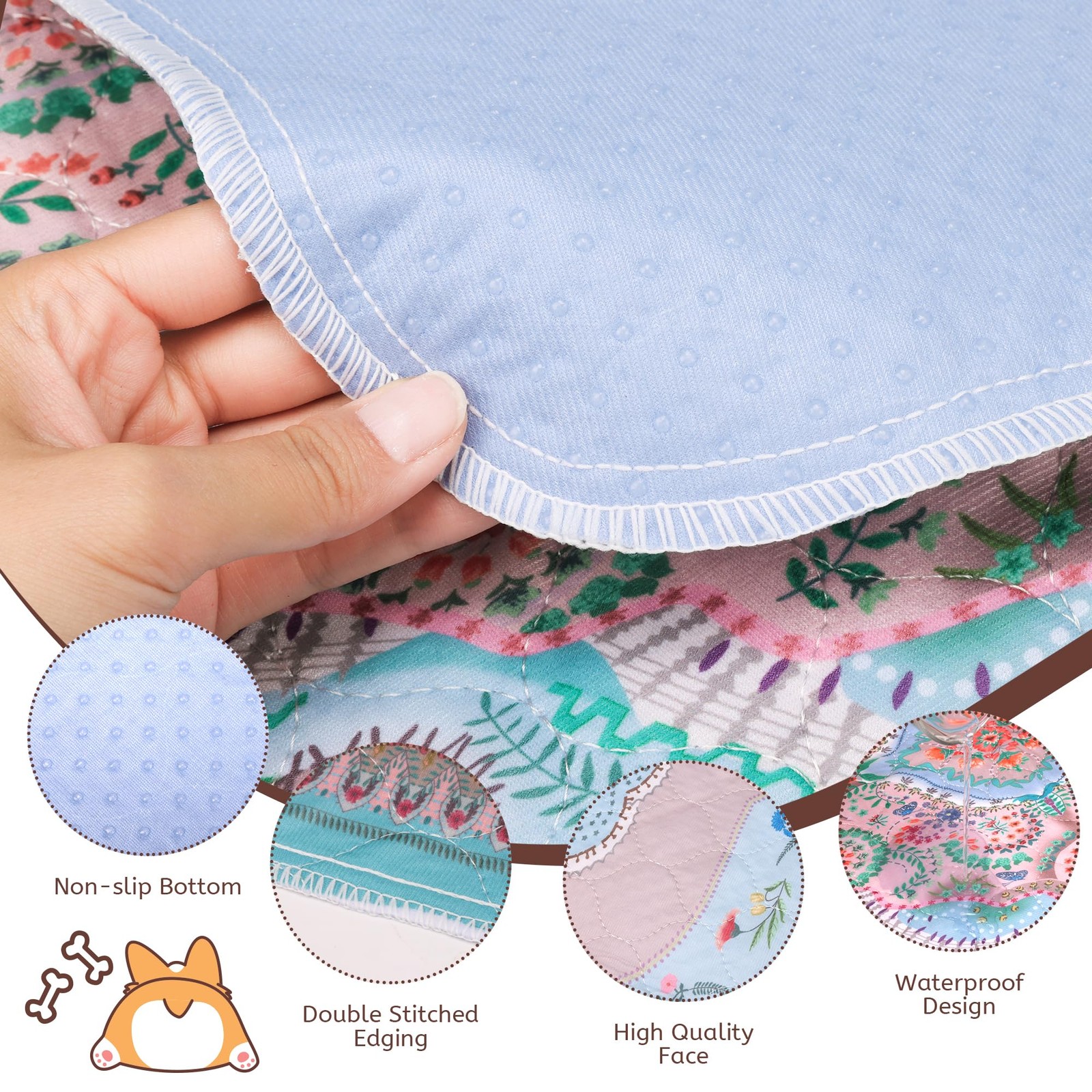 Washable Puppy Pee Pads for Dogs with Pheromones (Bohem 24″ X24″ 2 Pack), Traini