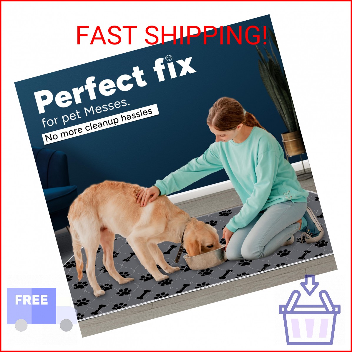 Avalon Care Washable Pee Pads for Dogs, 2 Pack Large 36″x41″ Super Absorbent Dog