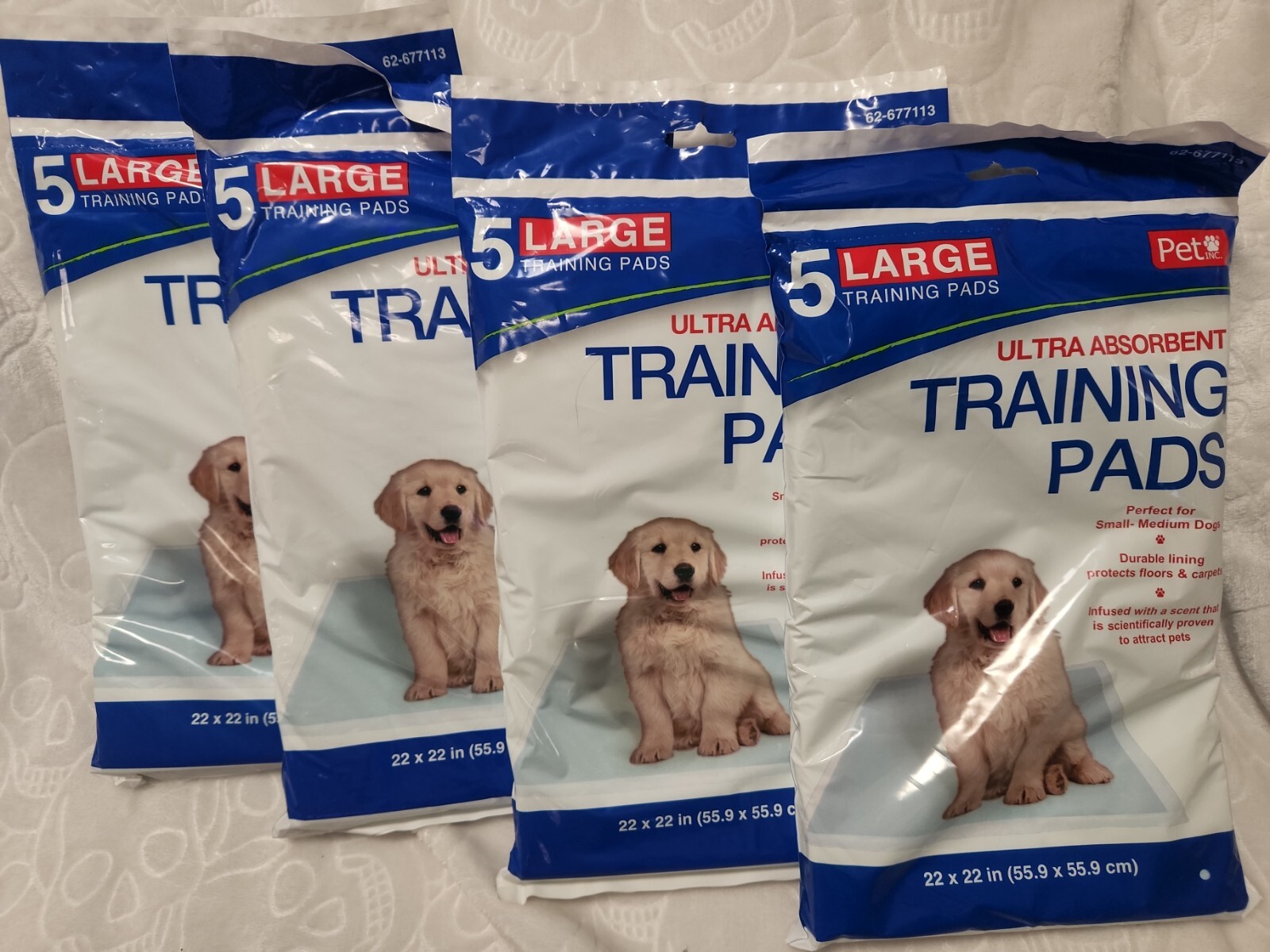 4 Pack (20 Pads) PET INC Training Pads Puppy Dogs Absorbent Large 5 Pads 22″×22″