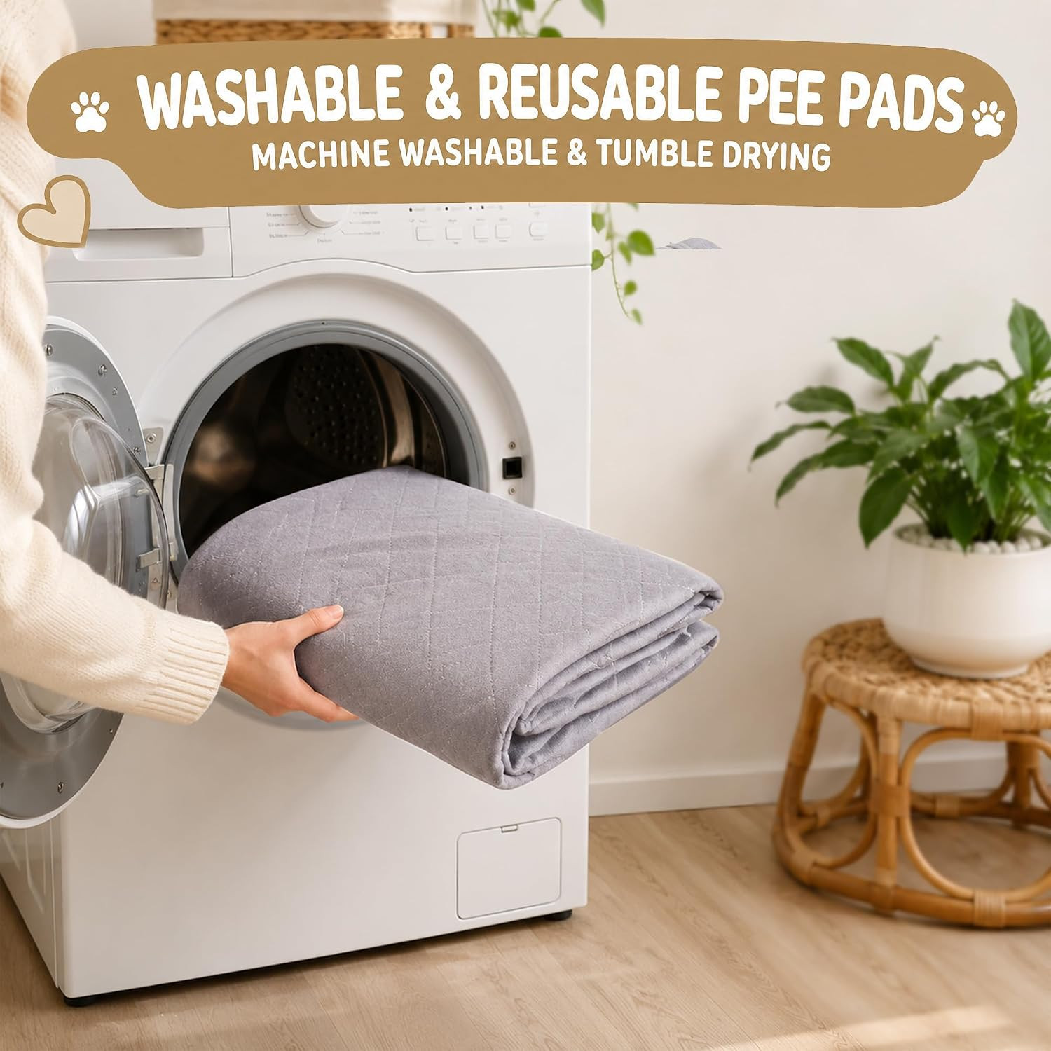 Washable Puppy Dog Pee Pad, 34″ X52″ Waterproof Whelping Training P