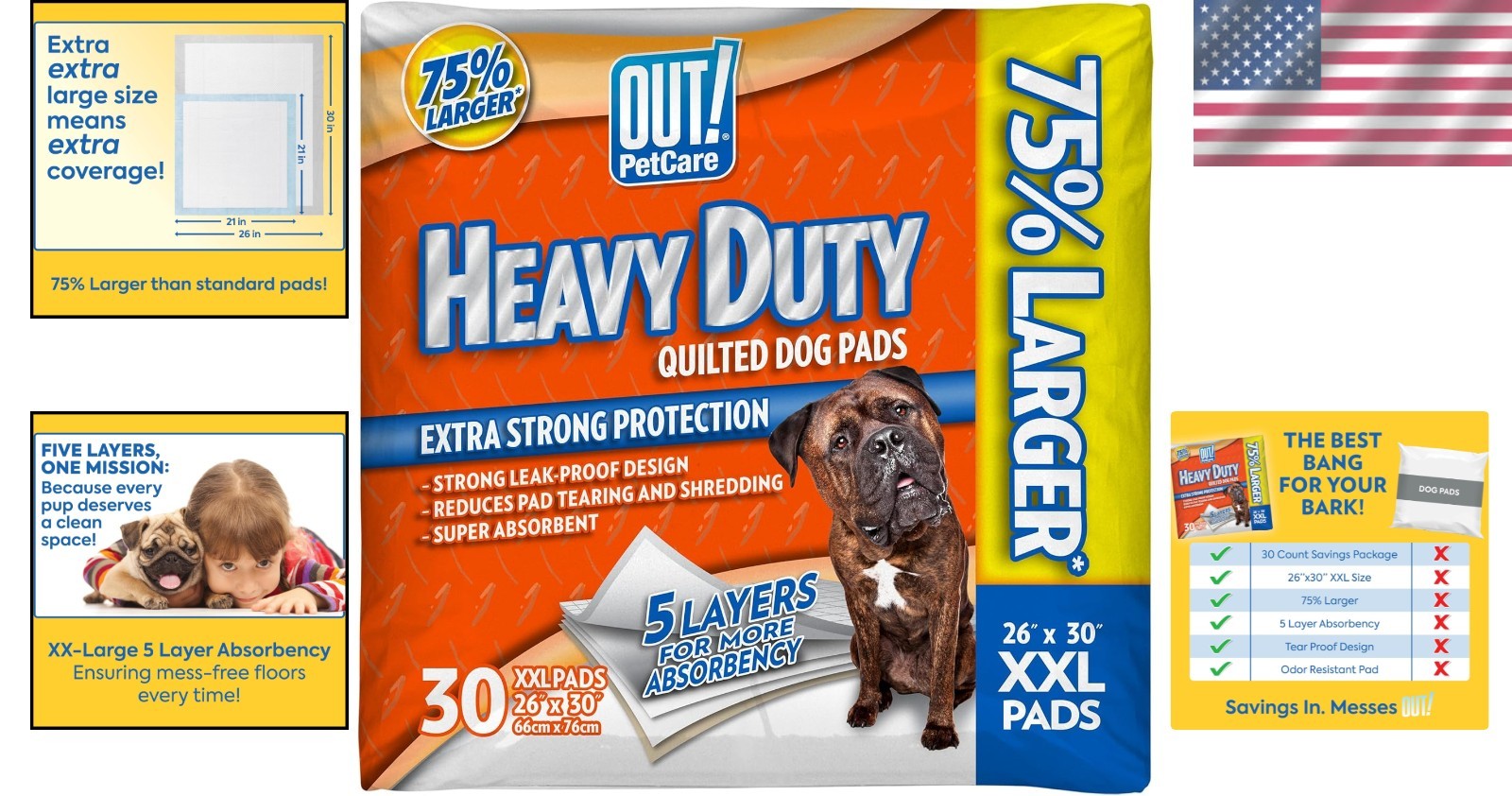 XXL Puppy Pee Pads 26×30 Heavy Duty Leak Proof Training Pads 30 Count