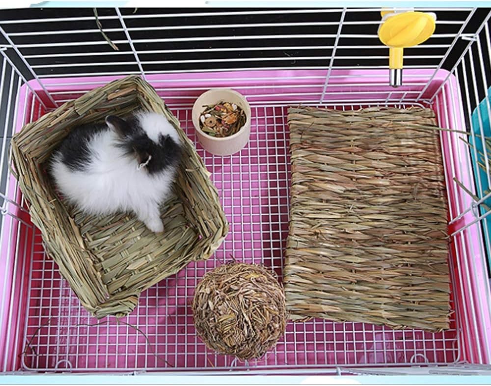 Grass Mat Woven Bed for Small Animal Bunny 3 Pcs Mats, Basic