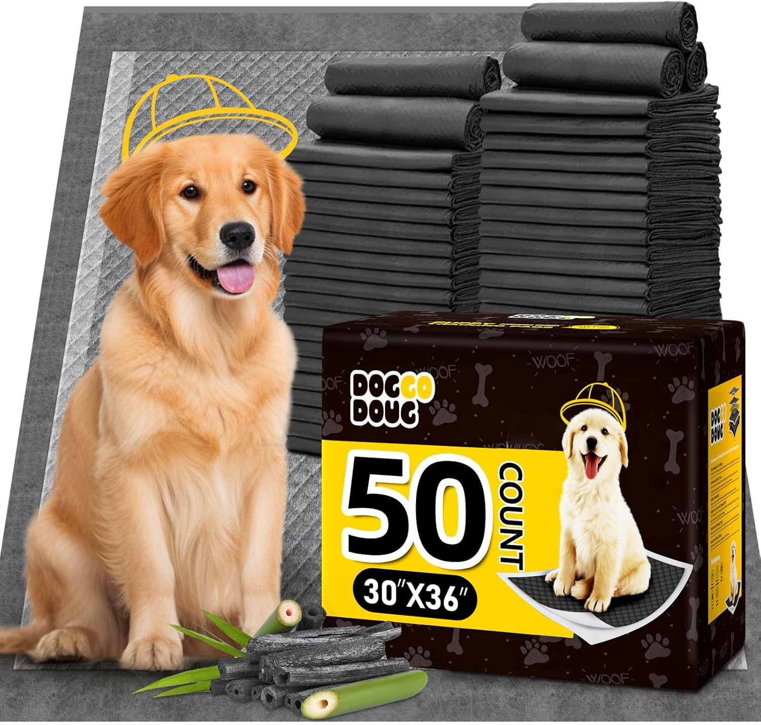 Dog Pee Pads for Dogs XXL 30″X36″ Charcoal Puppy Pads 50 Counts Extra Large Disp