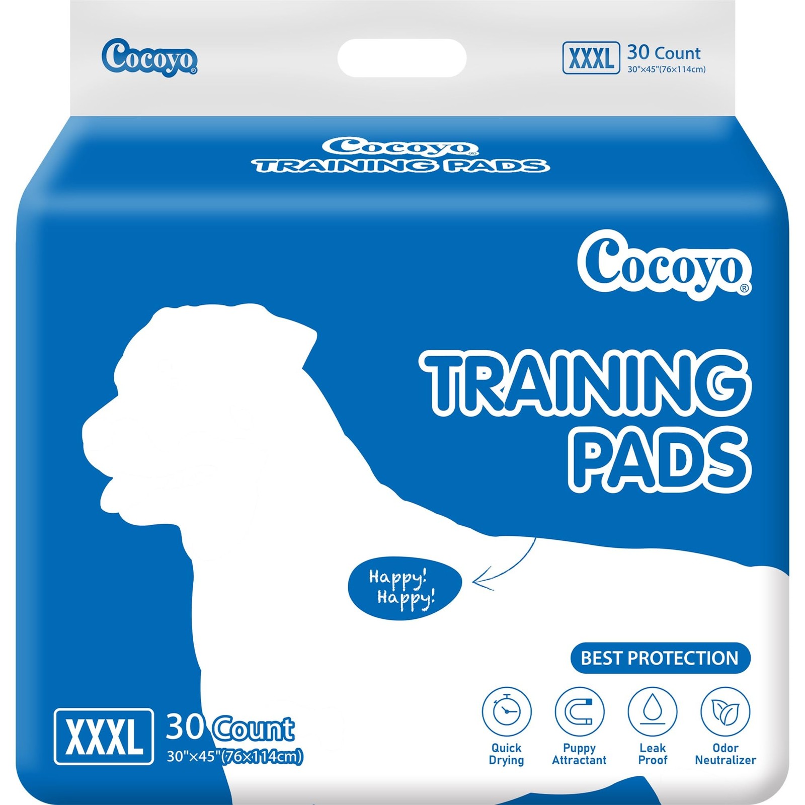 COCOYO Best Value Dog Training Pads Giant Size | Pee Gigantic XXXL, White
