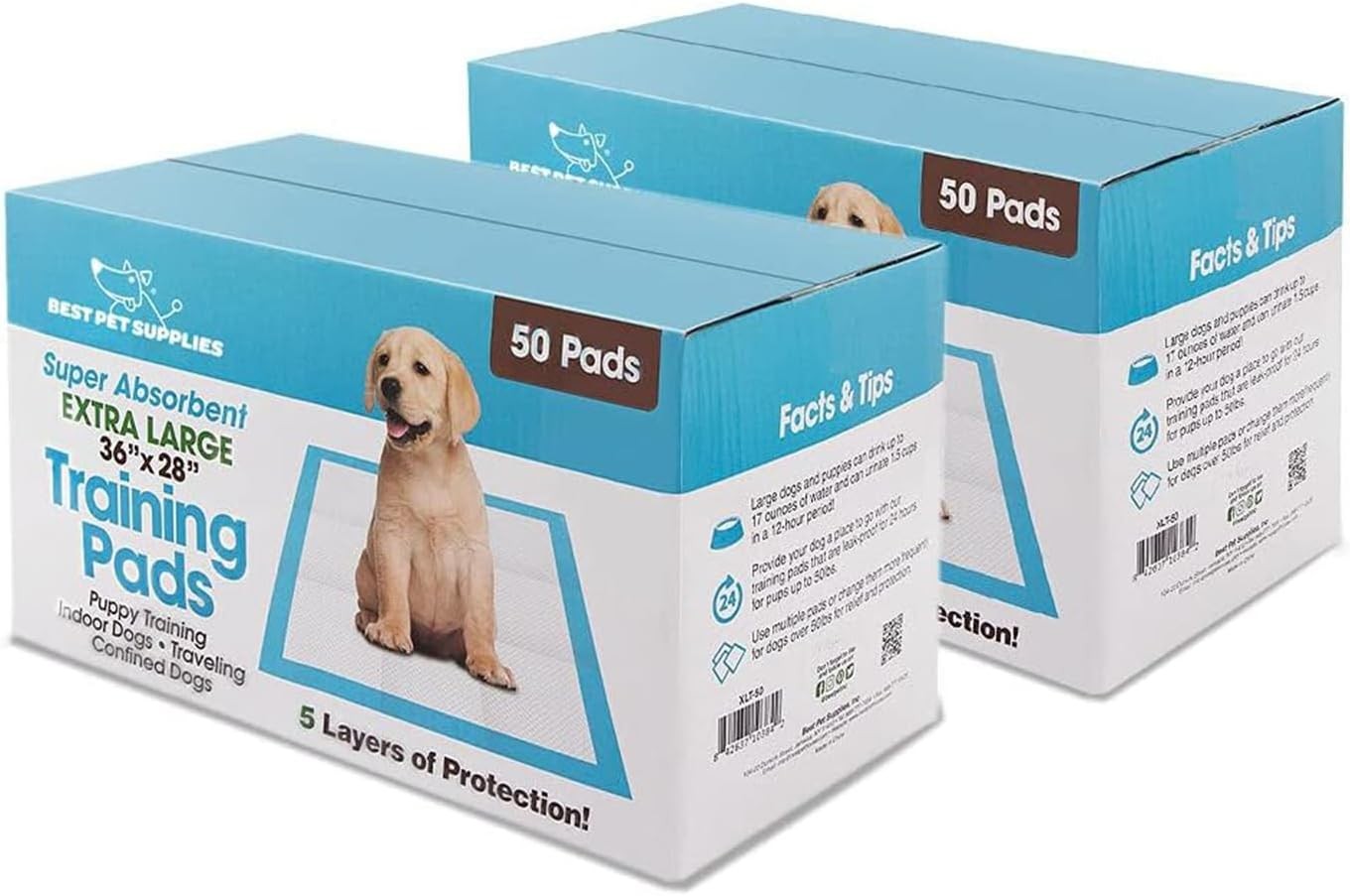 Best Pet Supplies XL Puppy Pads 100 Count 36×28 Absorbent Quick-Dry Baby Blue
