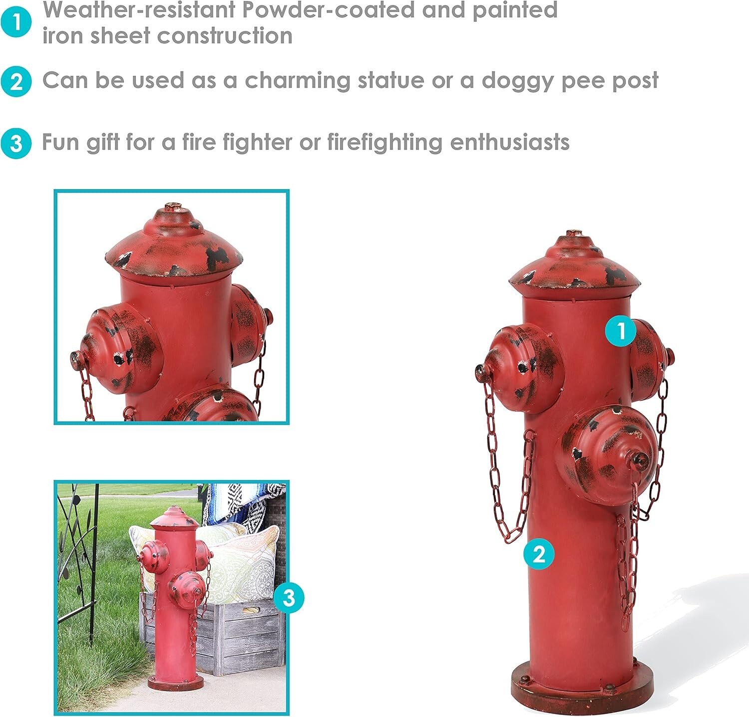Pet Training Red Fire Hydrant with Weather-Resistant Finish – Charming Accent=
