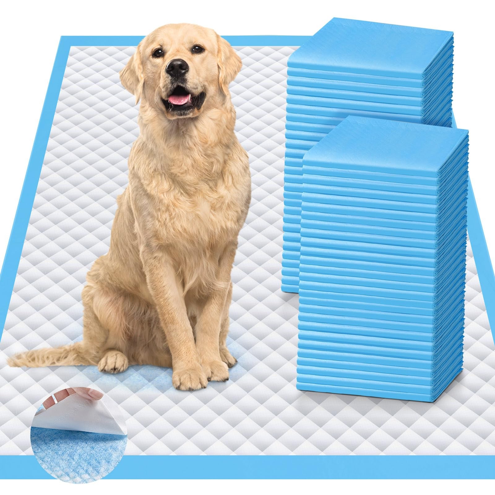 Upgraded 4XL 36″x36″ 6 Layers Dog Pee Pads, Ultra Blue, Blue