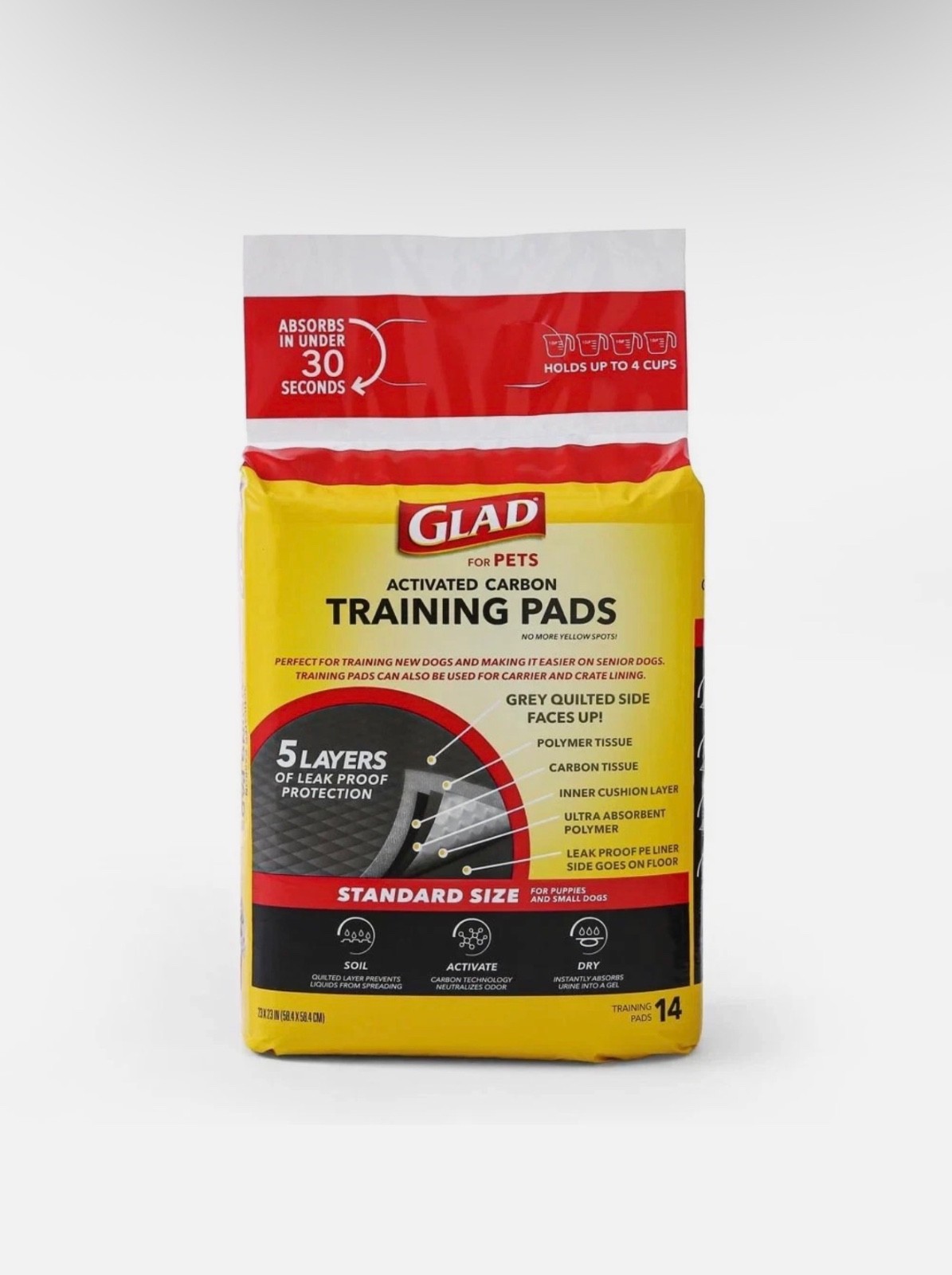 GLAD For Pets Activated Carbon Training Pads Standard Size 14pc