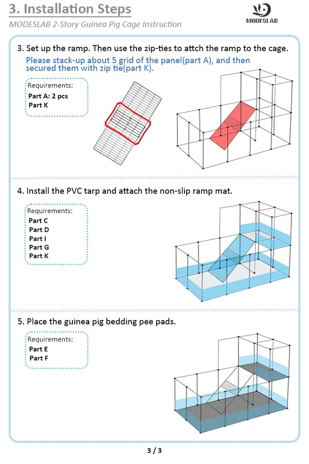 Guinea Pig Cages with Tarp and Bedding Pee Pad Liner, 2-Story Large Guinea Pi…