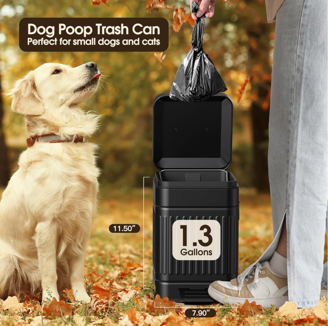 CEROELDA Small Trash Can with Lid-5L/1.3 Gallon Stainless Steel Outdoor