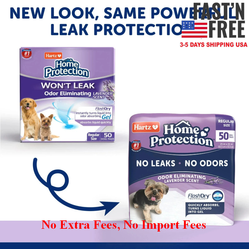 2P Hartz Home Protection Lavender Scent Odor-Eliminating Dog Pads, 21×21, 50ct