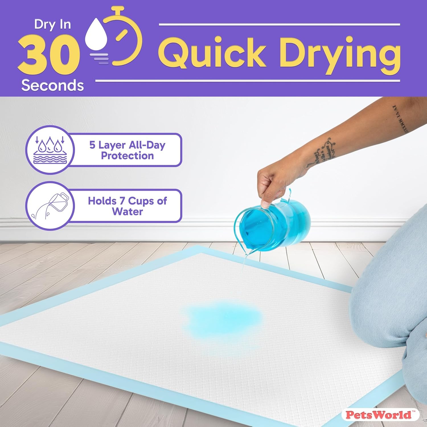 Giant Dog Potty Pads Odor-Eliminating 36″ x 36″ Ultra Absorbent 5-Layer