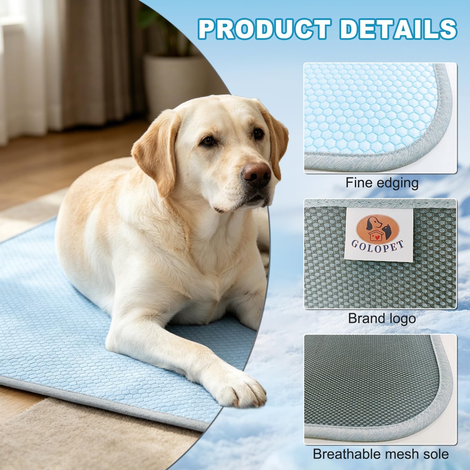 GOLOPET Large Dog Cooling Mat Ice Crystal Heat Dissipation,36x24in | Ice Crys…