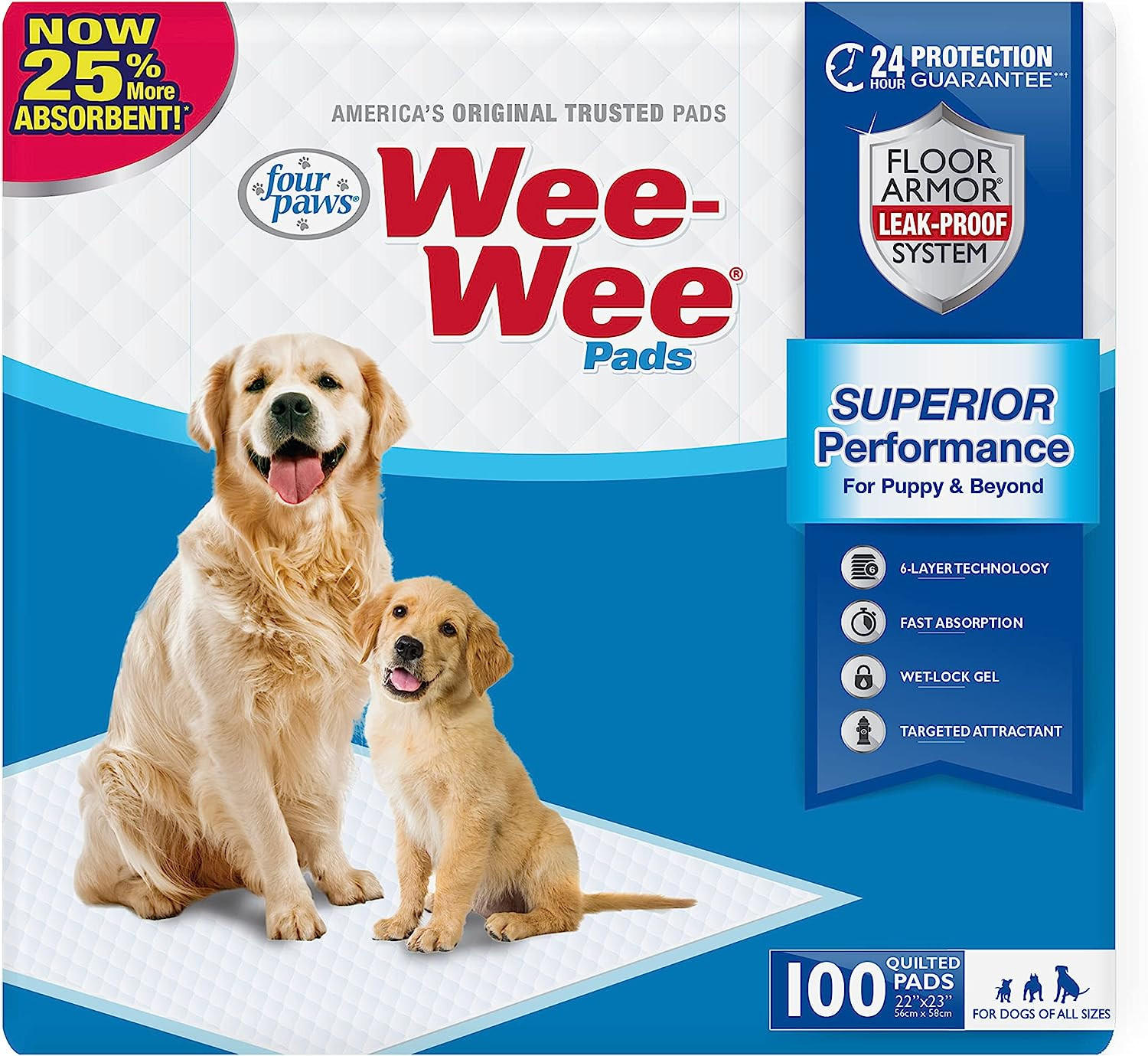 Wee-Wee Superior Performance Unscented Pee Pads for Dogs & Puppies, Quilted Leak