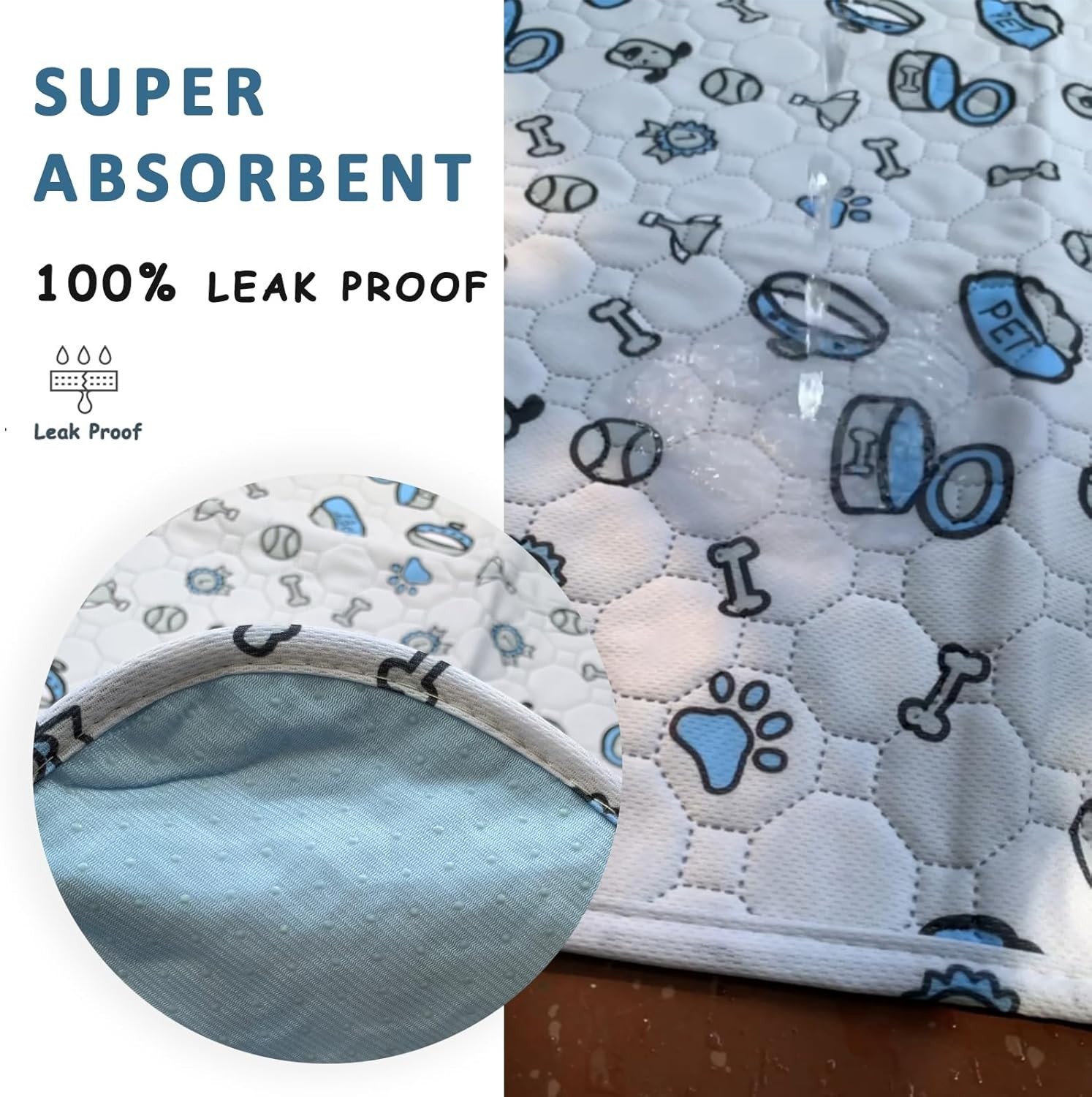 Stylish Bone Print Reusable Dog Training Pads – 2 Pack, 24x36in Leakproof Design