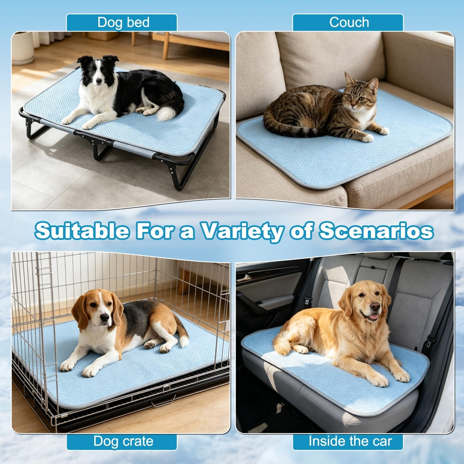 GOLOPET Large Dog Cooling Mat Ice Crystal Heat Dissipation,36x24in | Ice Crys…