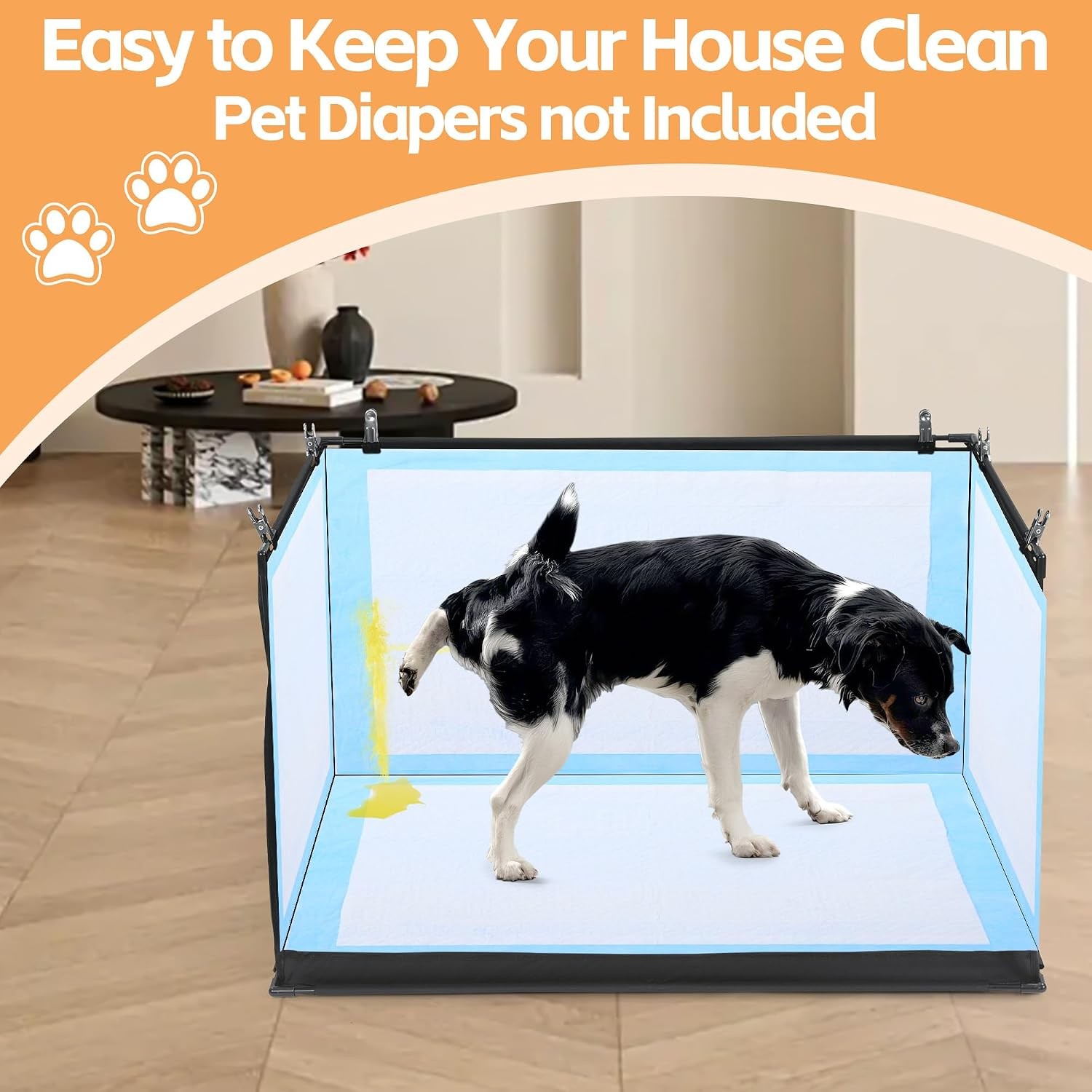 Large Dog Indoor Potty with High Walls No-Spill Dog Pee Pad Holder 33.8″L x