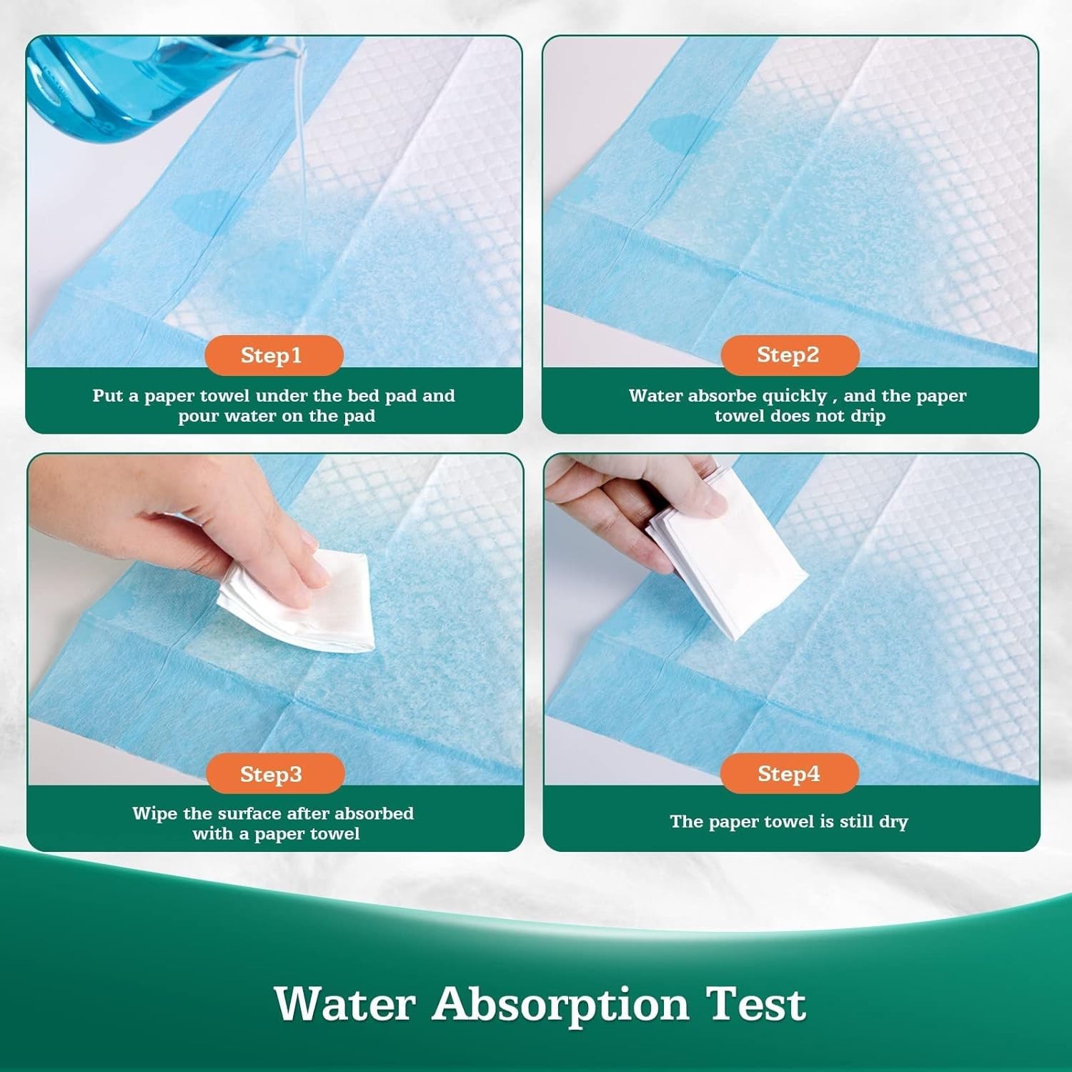 50 Count Bed Pads with Adhesive Strip 30″x36″ Thicken 30×36 (50 Count), Blue