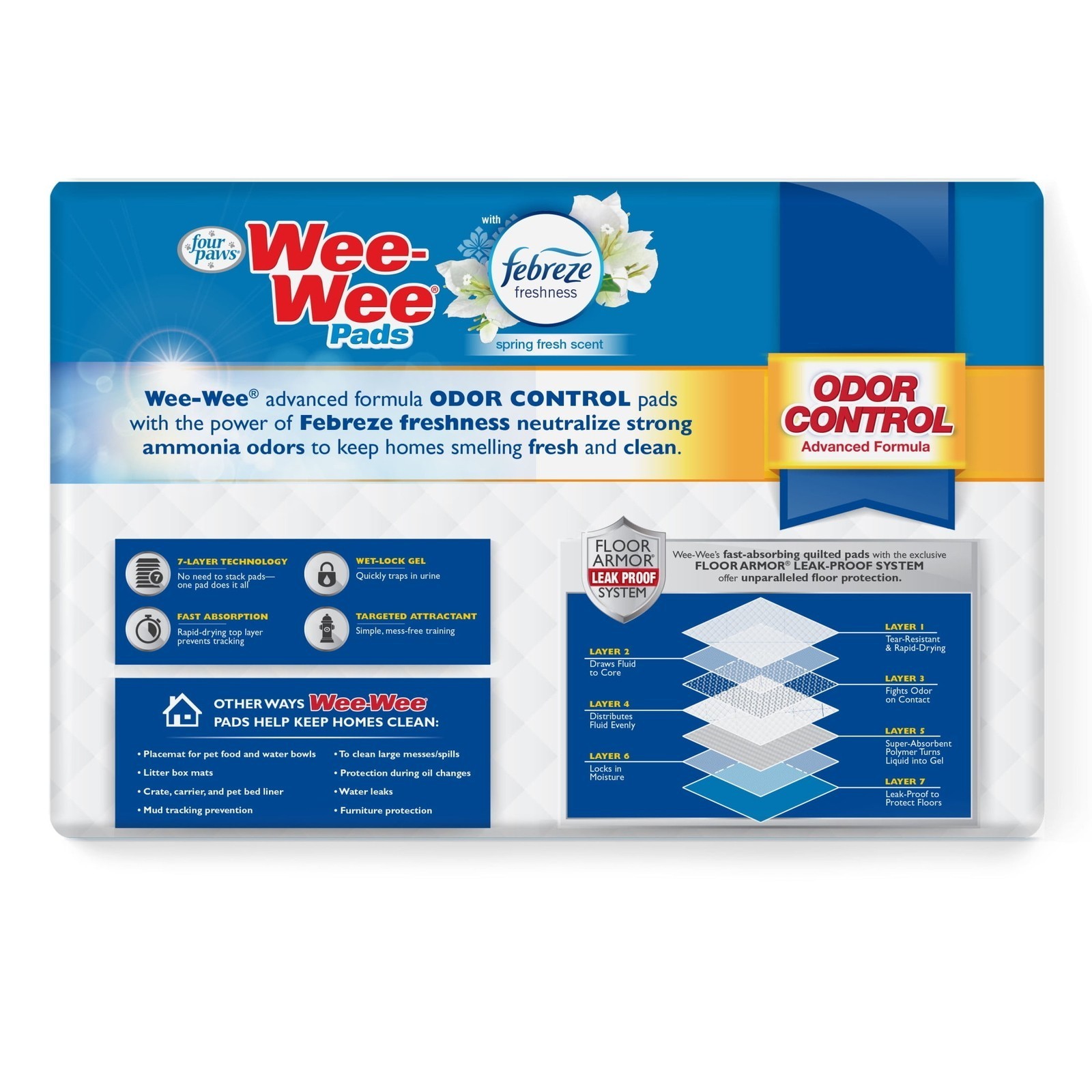 Wee-Wee Febreze Freshness Odor Control Potty Training Dog & Puppy Pads, 50 Count