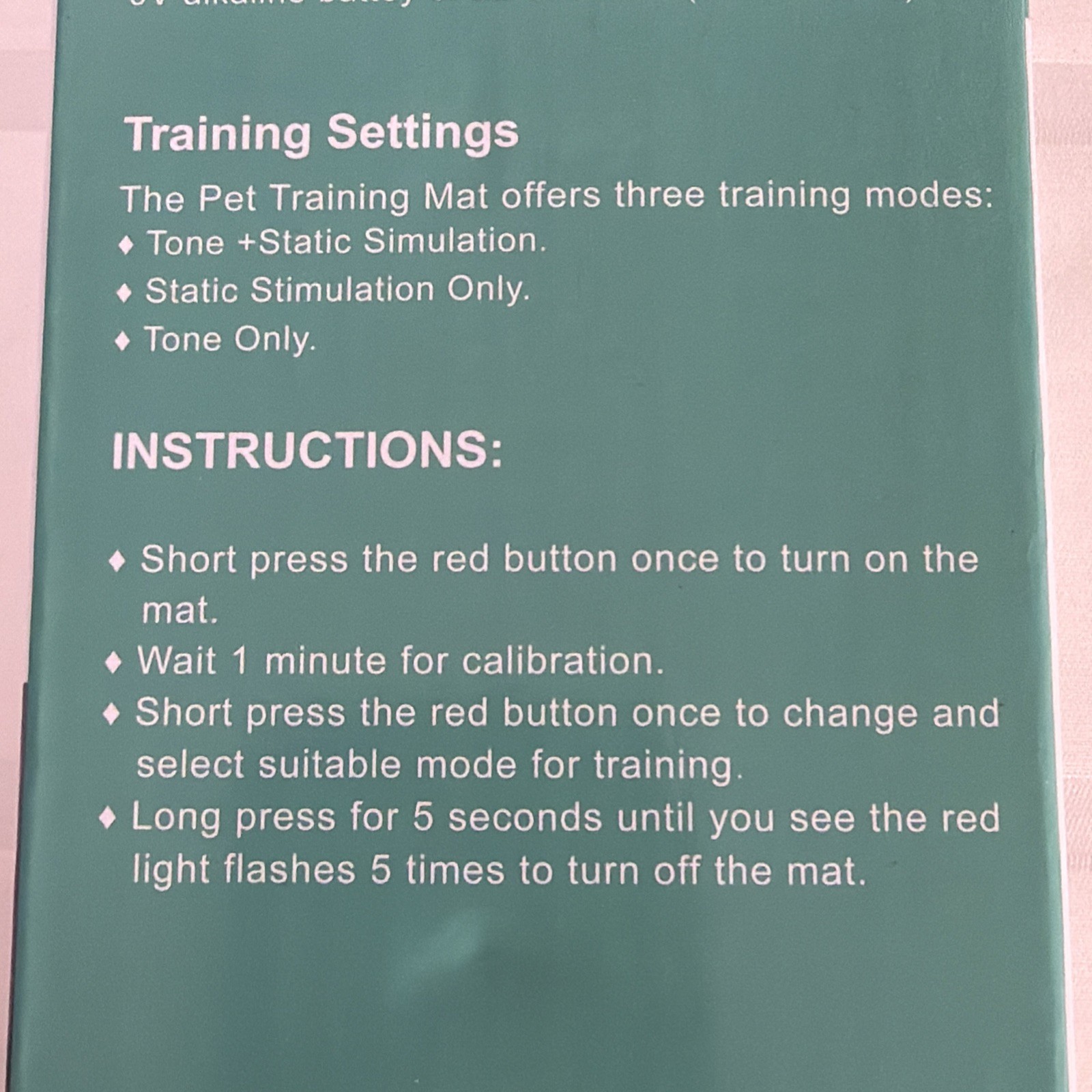 Indoor dog and cat training mat. Clear. Battery operated.