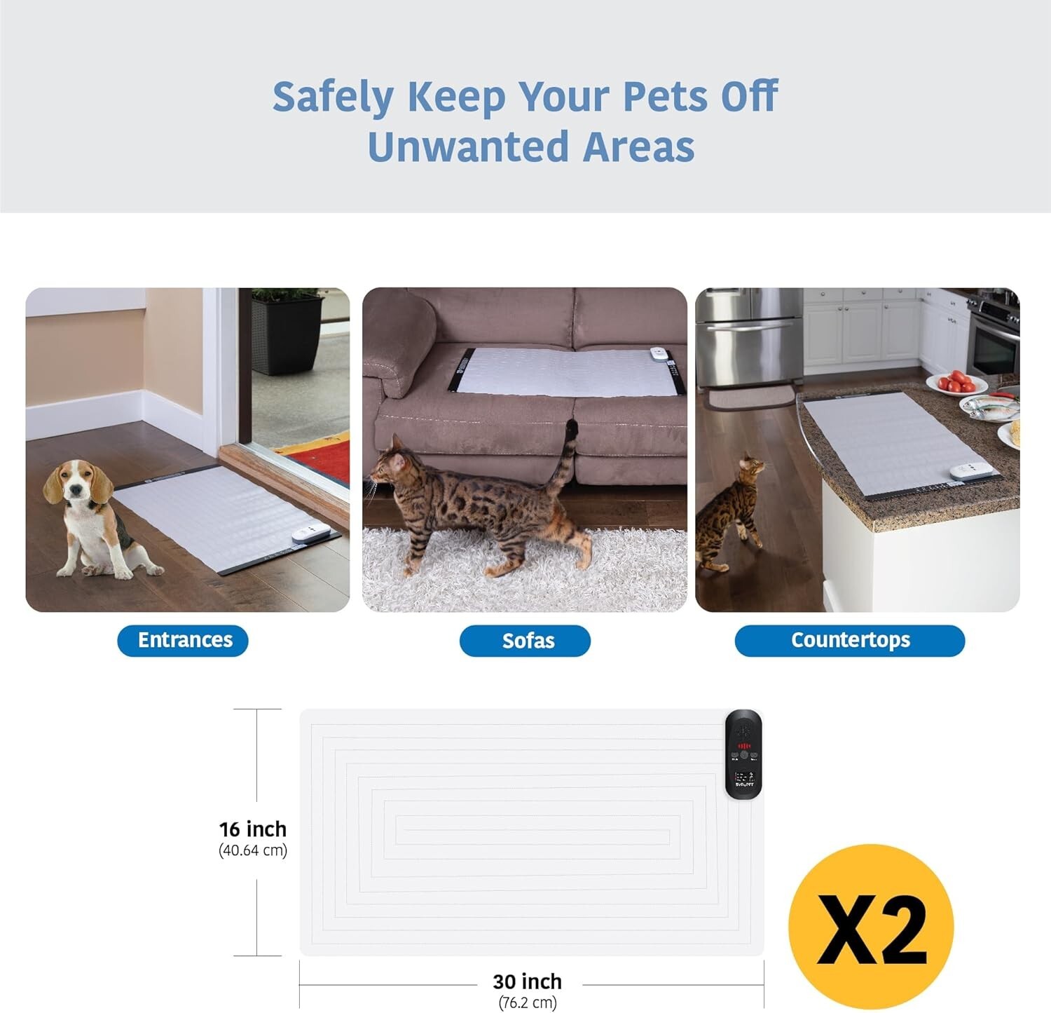 2-Pack Pet Training Mat with Tester, Pet Shock Pad, Dogs & Cats Electronic Re…
