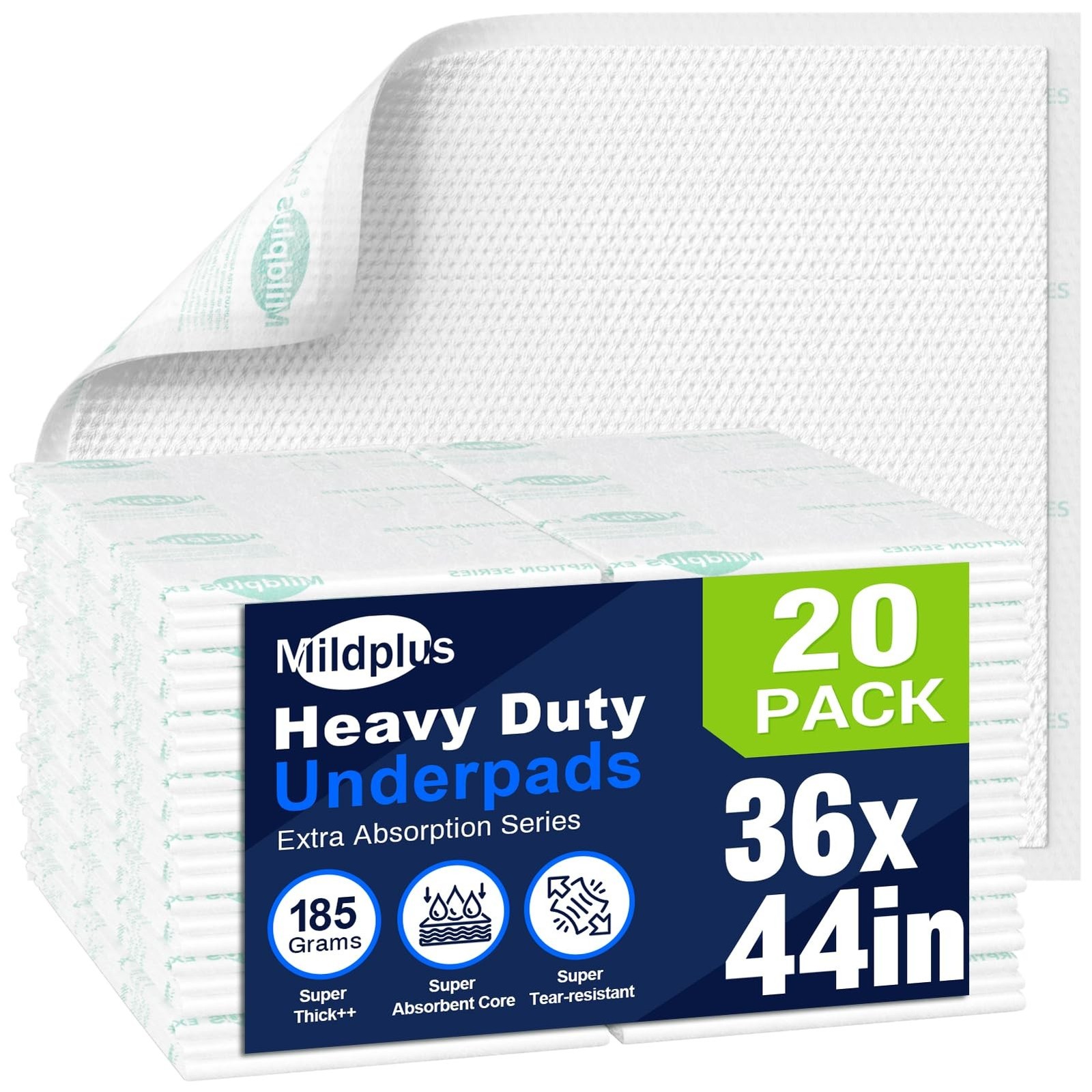 Heavy Duty Underpads 36×44 Super Sized Chucks Pads 185 Grams Disposable Bed P…