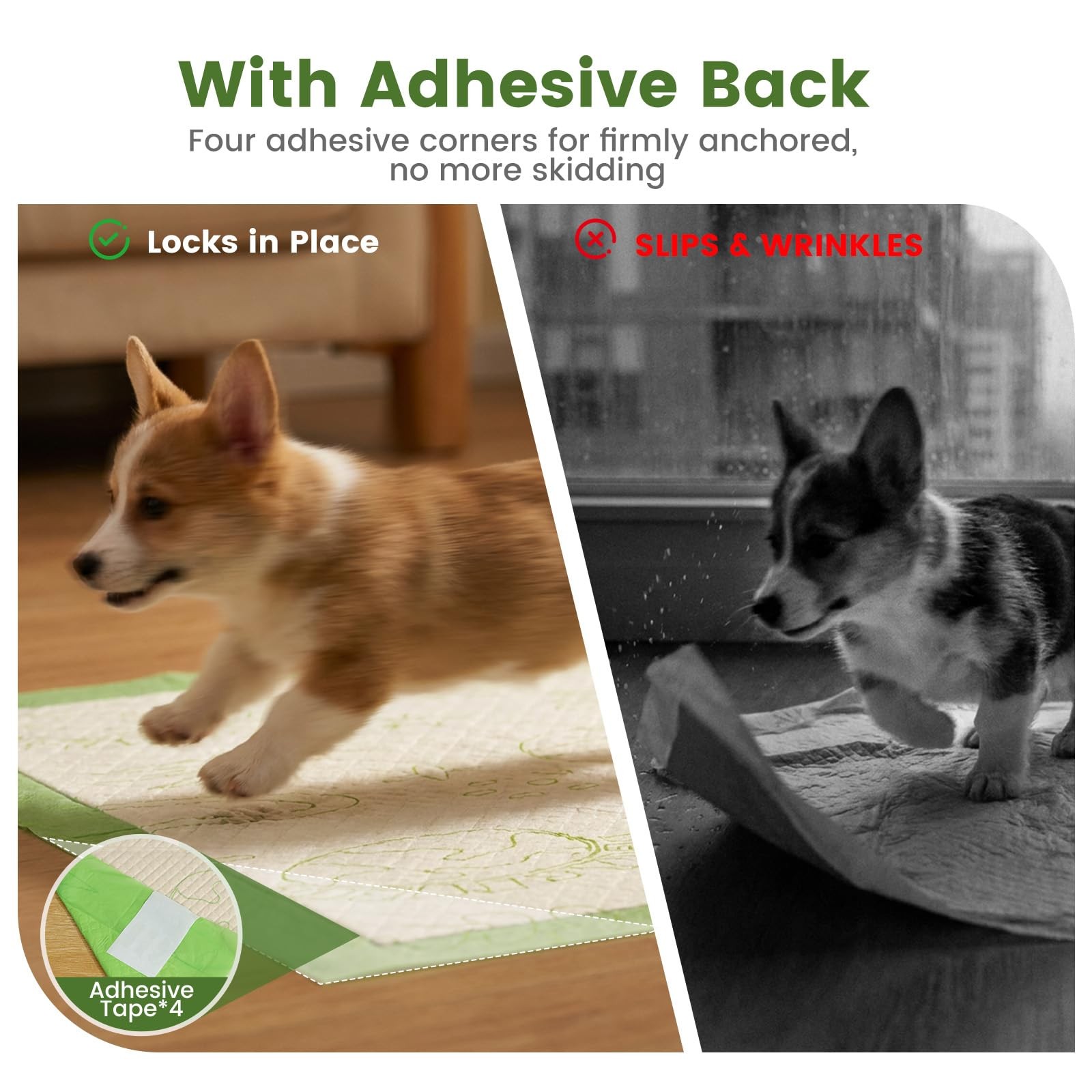 Pee Pads for Dogs 19″X30″ with Adhesive 10 Count, Large Disposable Dog Pee Pa…