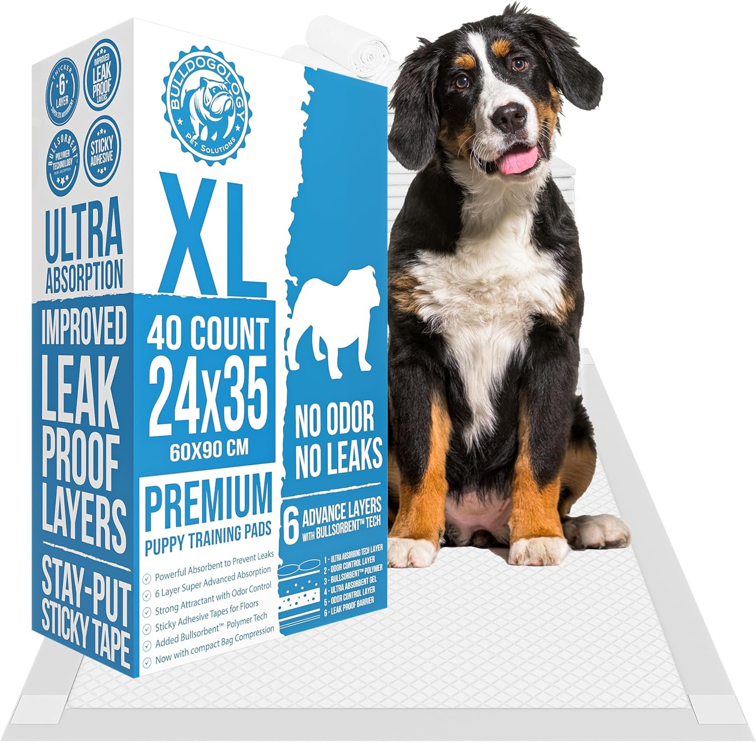 Pee Pads for Dogs XL with Adhesive Sticky Tape (24X35) Dog Puppy Pads Extra Larg