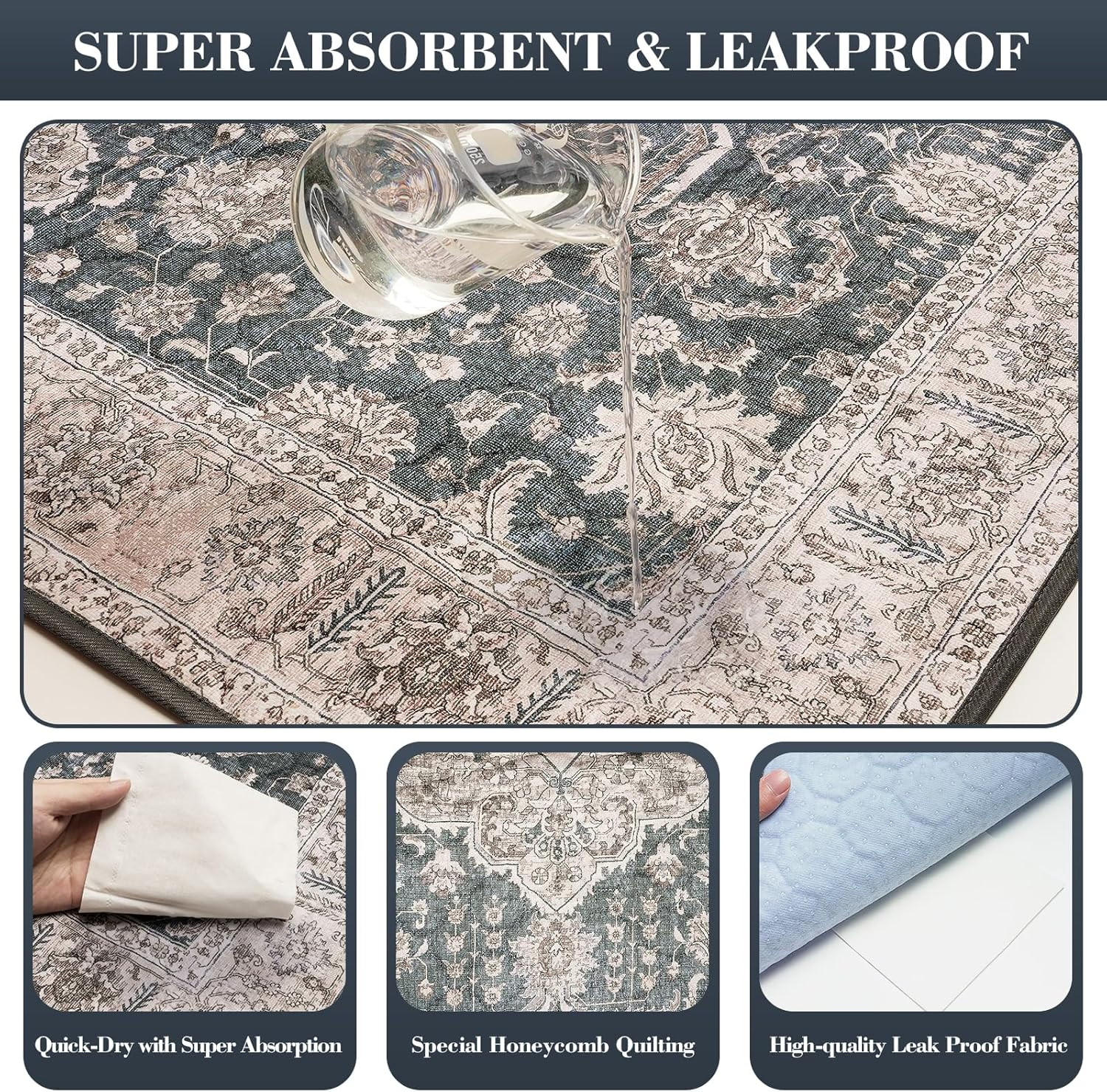 Thicken Super Absorbent Reusable, Washable Pee Pads for Dogs – 2 Pack, 36X48 Non