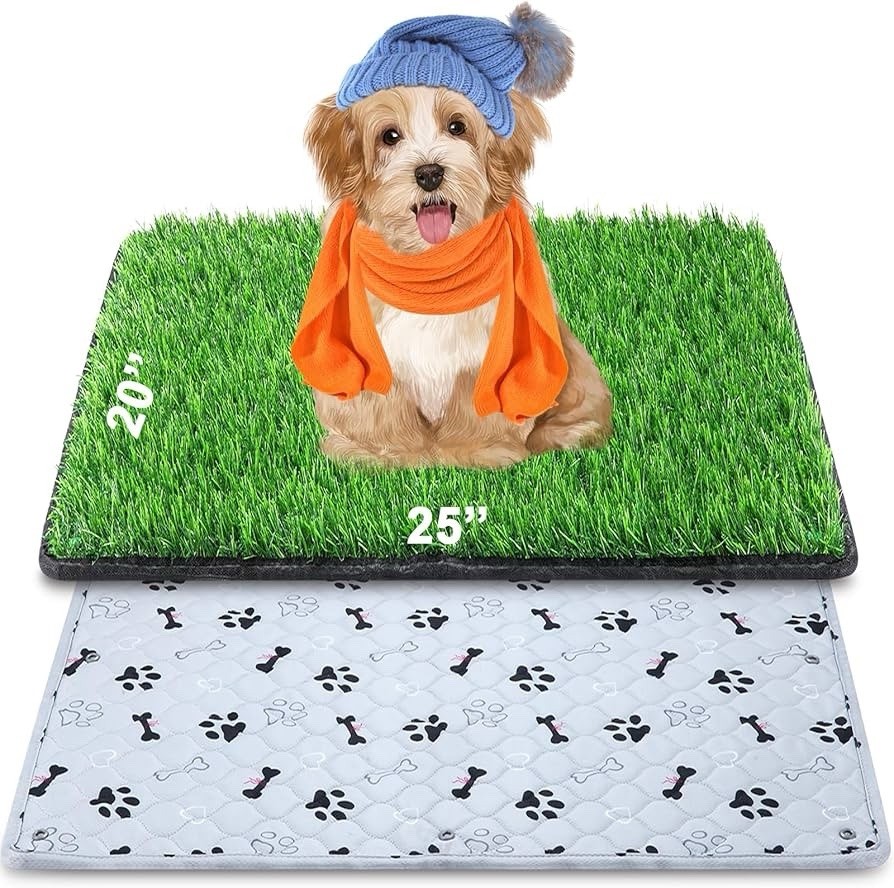 Dog Grass Pad with Washable Pee Pads 20″x25″ Reusable Potty Training Mat Indoor