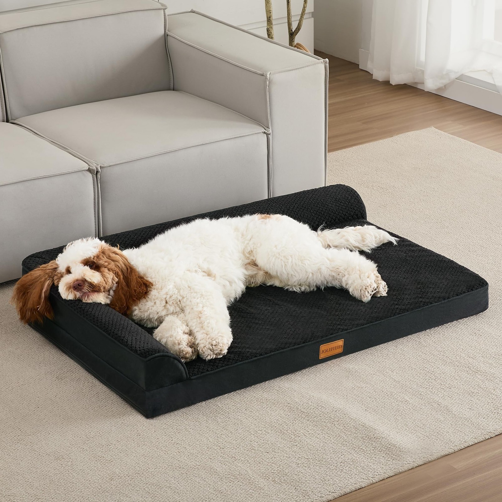 Orthopedic Dog Bed Large Sized Dog 36”X24”, Waterproof L Bolster Egg Crate …