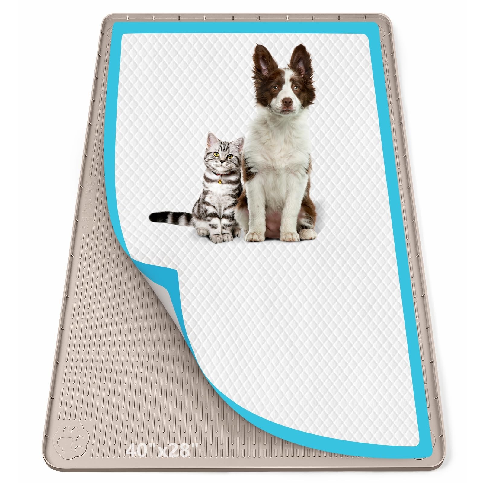 Pee Pad Holder for Dogs, 40″ x 28″ Silicone Pee Tray Mat Leak-Proof, High Edg…
