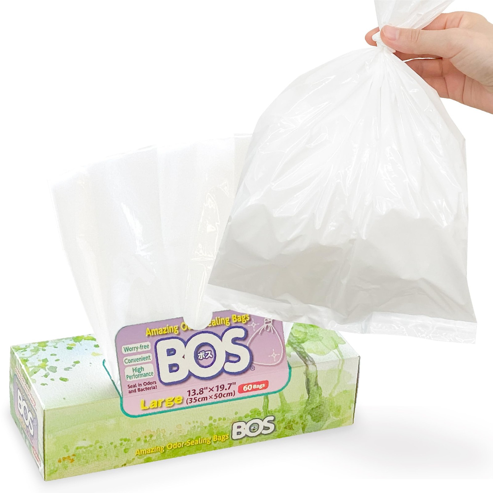 BOS Amazing Odor Sealing Disposable Bags for 60 Count (Pack of 1), White