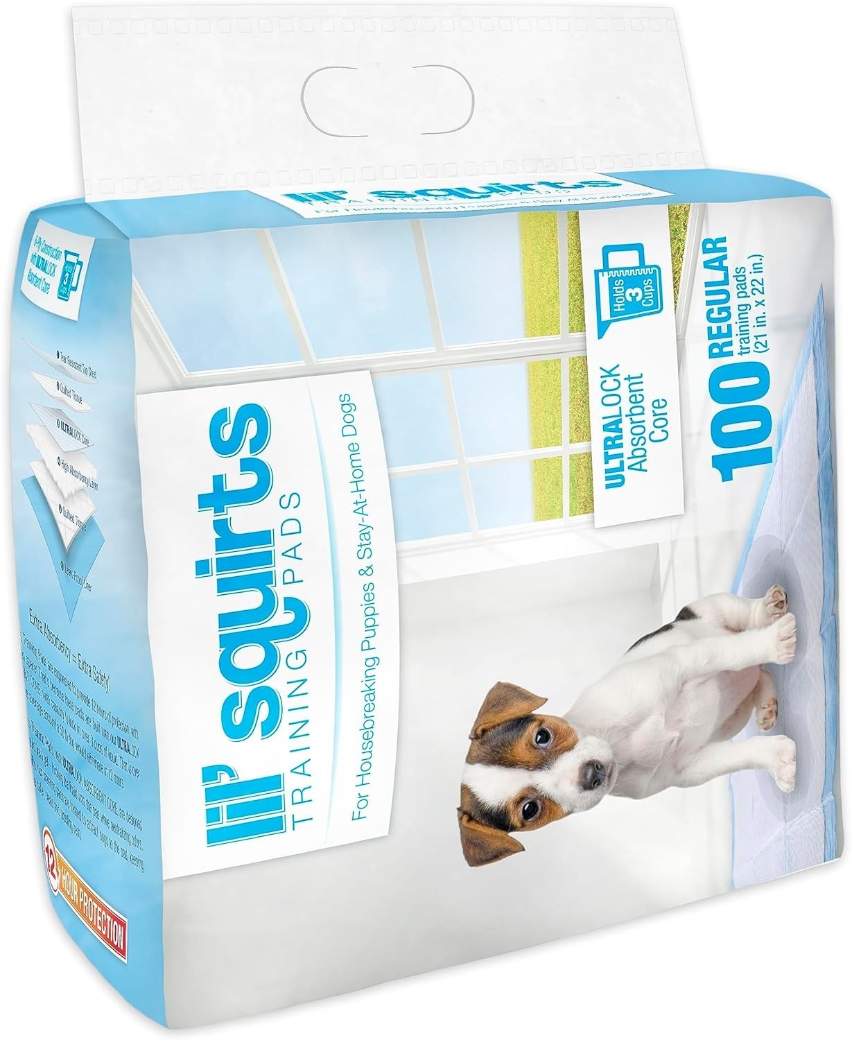 Lil Squirts Dog and Puppy Training Pee Pads, Absorbent, 100 Count, 21 ” x 22 “