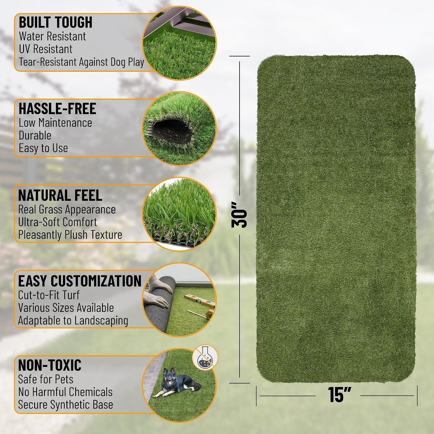 Convenient 15″ x 30″ Puppy Potty Training Grass Pad – Easy Clean Solution