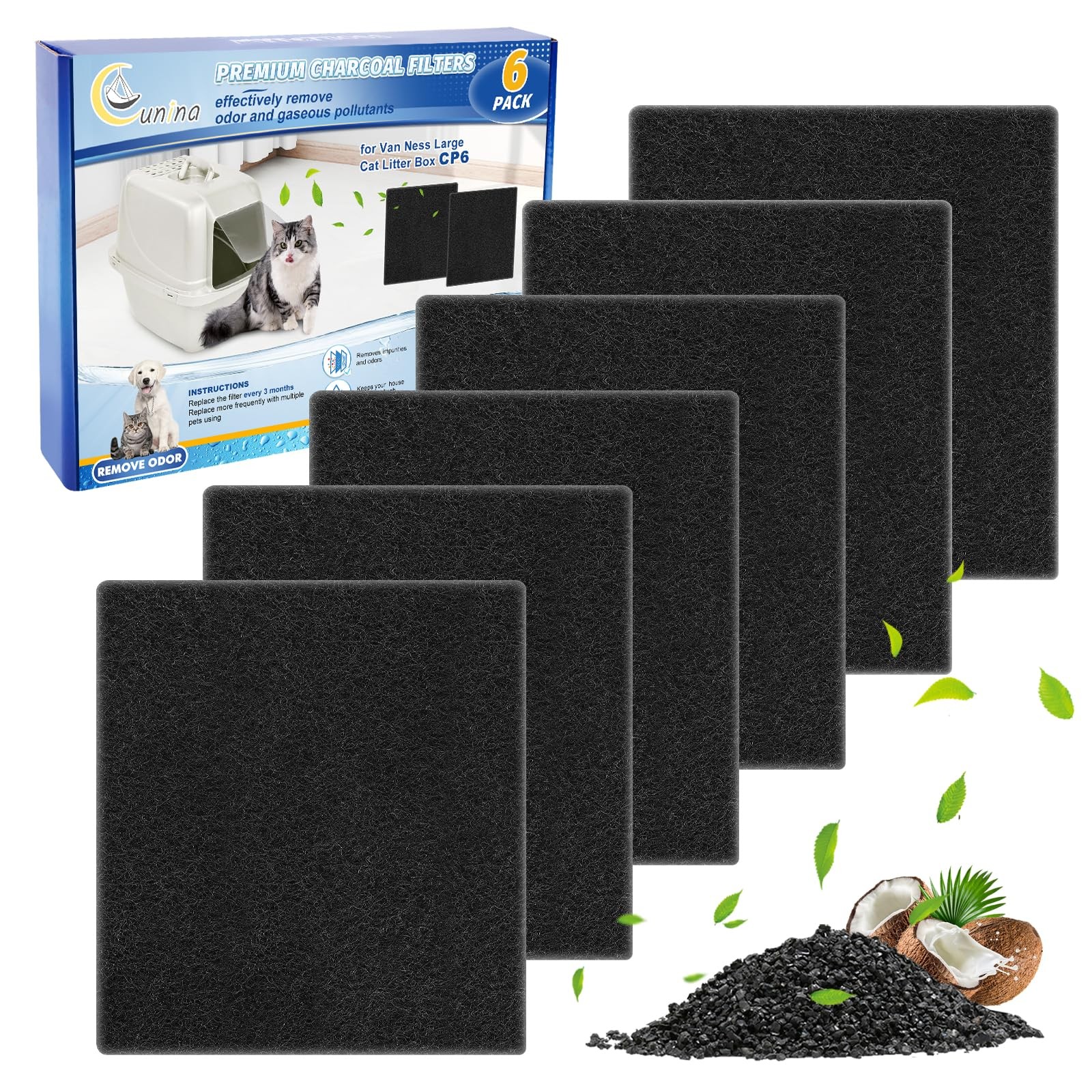 Litter Box Filter Compatible with Van Ness Large Cat Litter Box CP6, Charcoal…