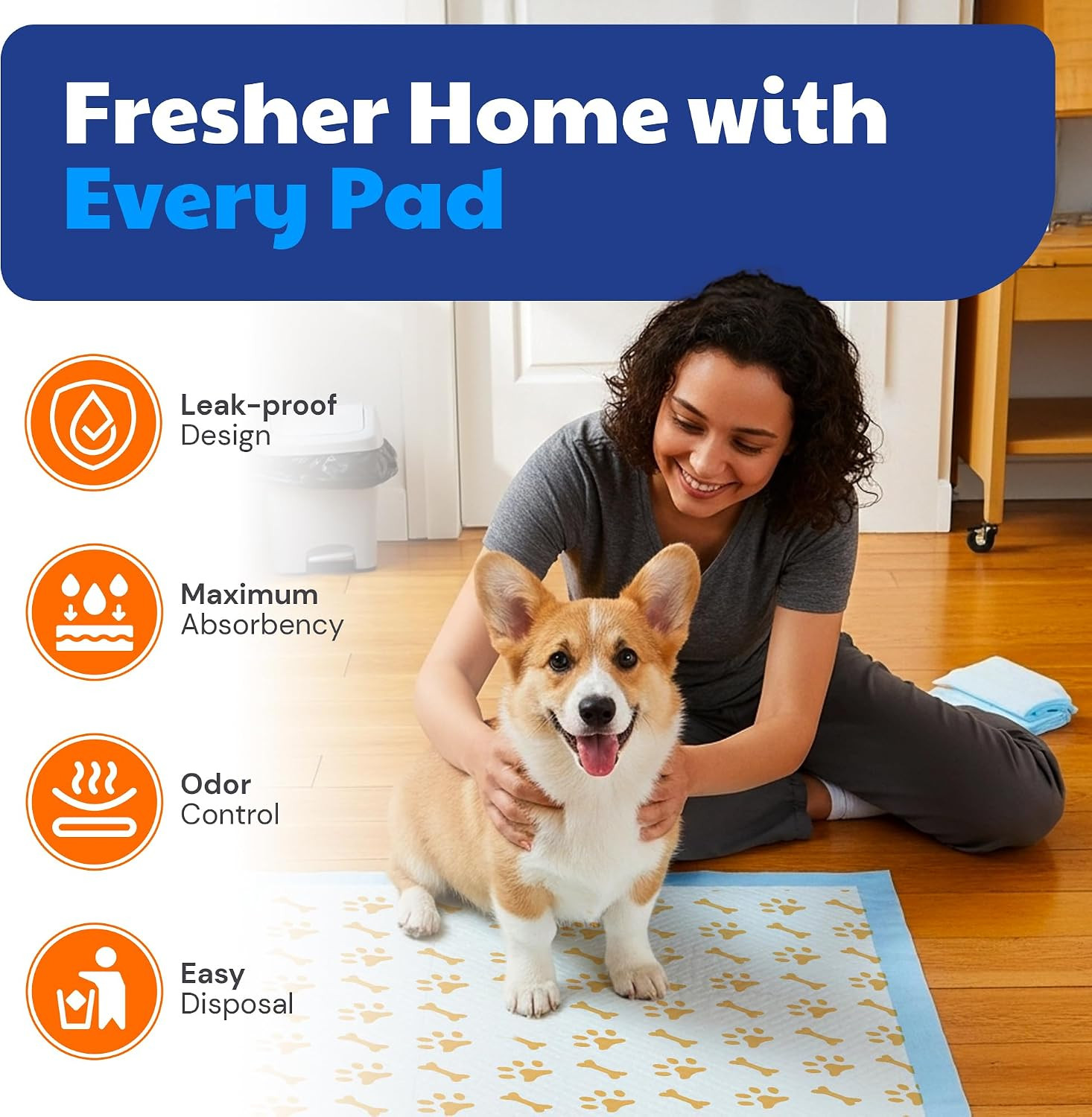 Advanced Puppy Pads with Color-Changing Health+ Indicator and Ultra Absorbent Qu