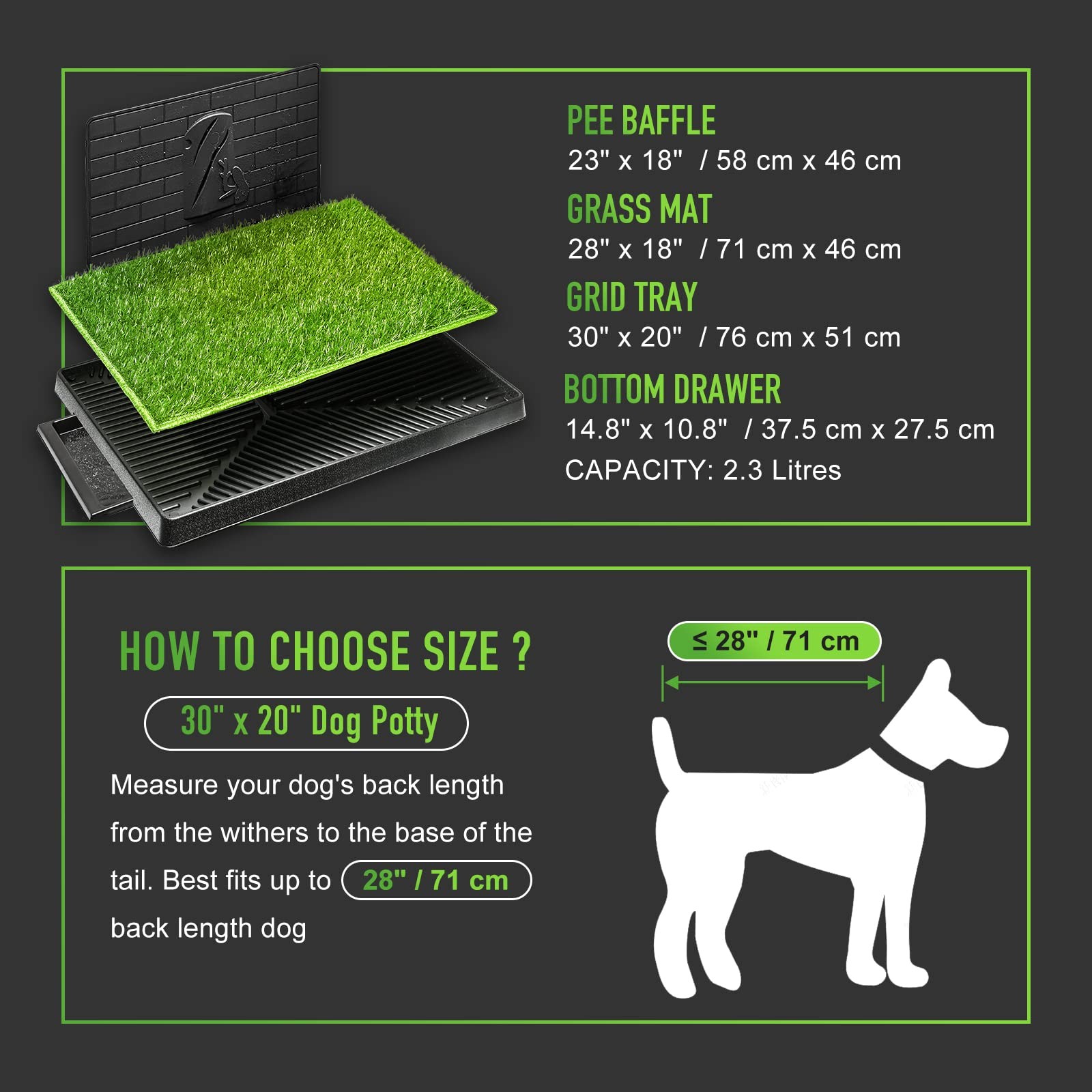 Hompet Dog Potty with Tray Large 30”x20”, 2 Artificial Grass Patch for Indo…