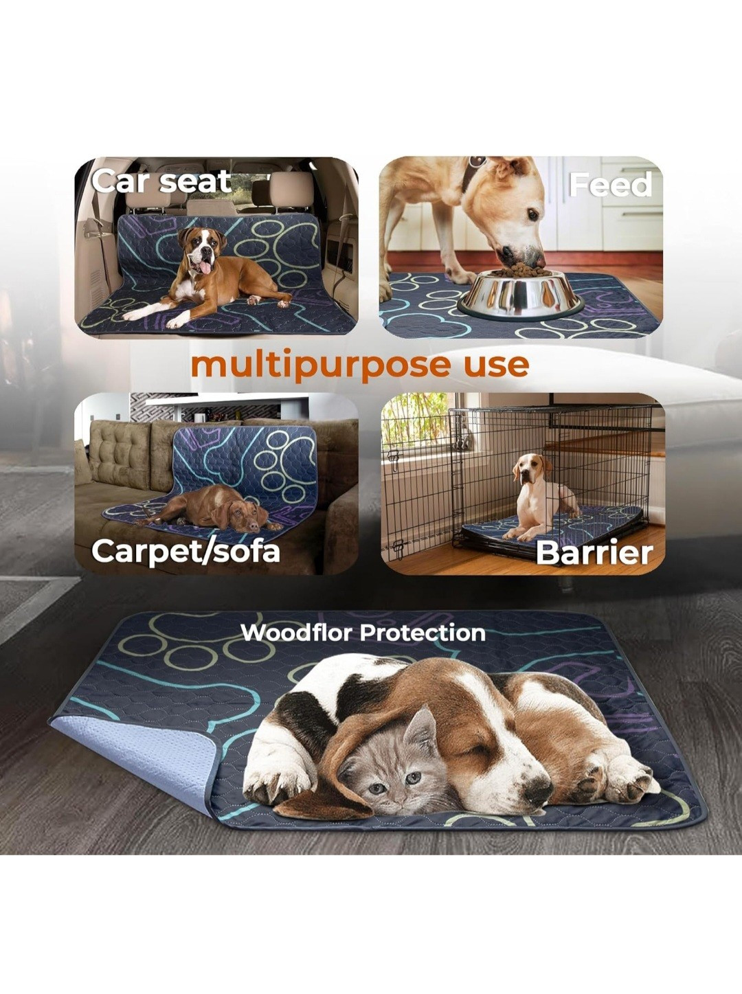 2 Pack Washable Pee Pads for Dogs 24 x 18 Inch Reusable Puppy Pads