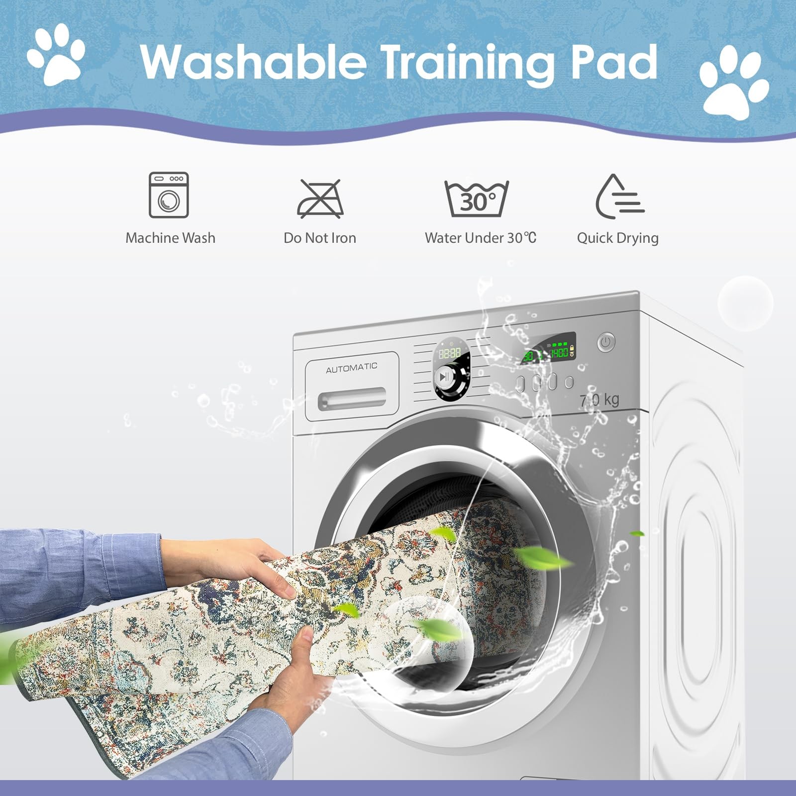 SCLOSE Washable Pee Pads for Dogs 2 36″ x 24″ (2 Pack), Vintage Medallion