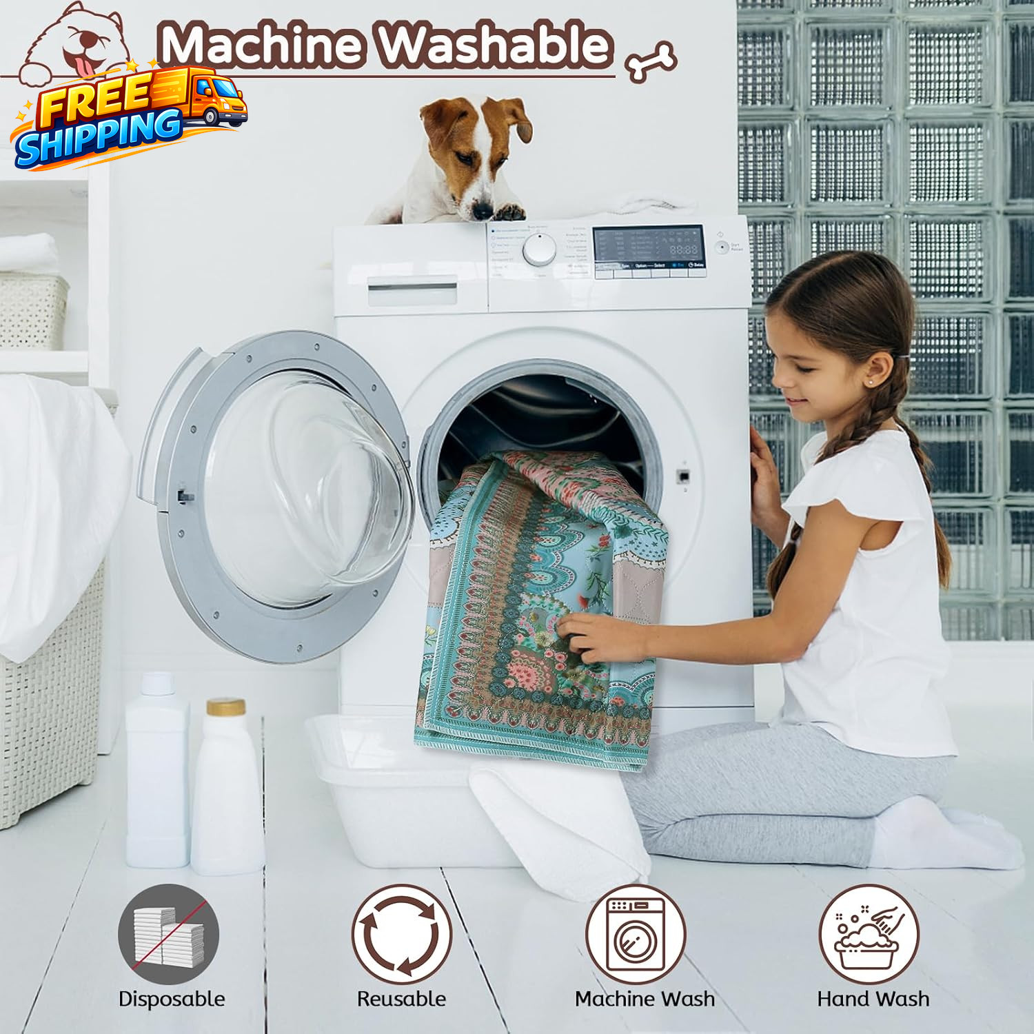 Washable Pee Pads for Dogs 18X24 2 Pack Reusable Puppy Pads Pet Training Pads