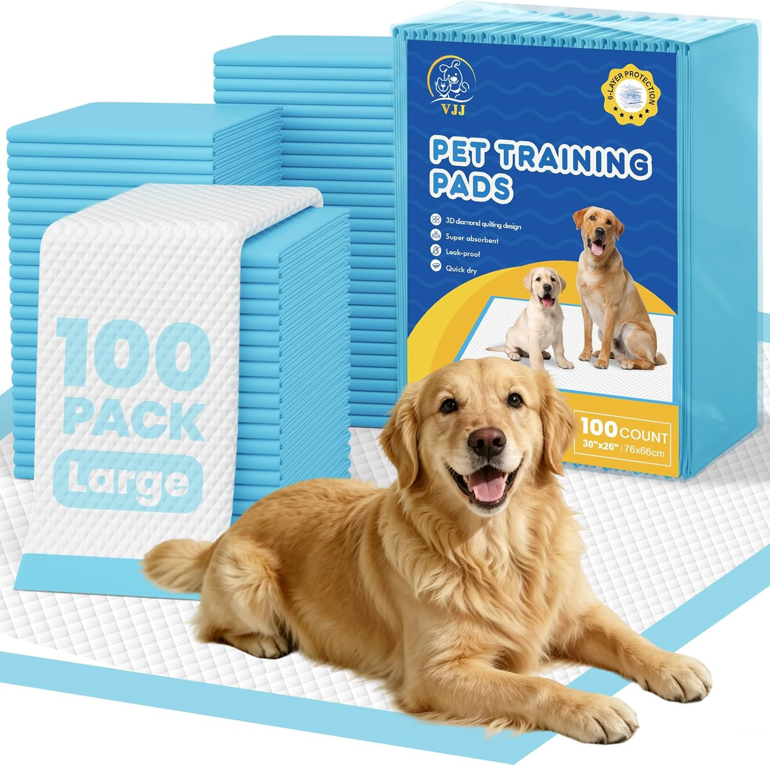 Puppy Pads 100 Count 30″X26″, Great Value Potty Pads for Dogs XL, Large Pee Pads