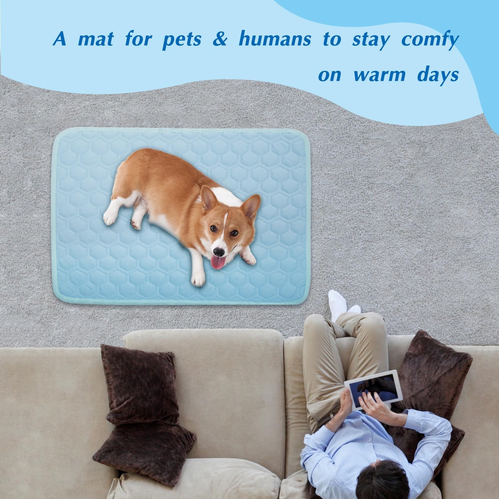 Cooling Mat for Dogs & Cats, Thick Breathable Dog Cooling Mat Q-MAX 0.45 | Ch…