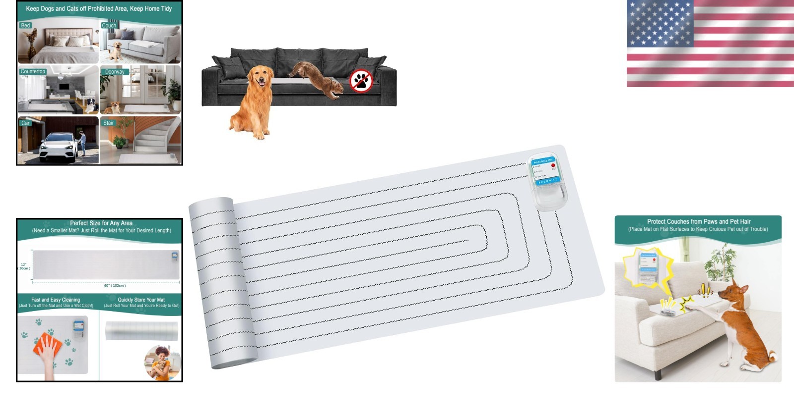 Indoor Pet Shock Mat – 60″x12″ Training Pad for Dogs & Cats, Battery Operated