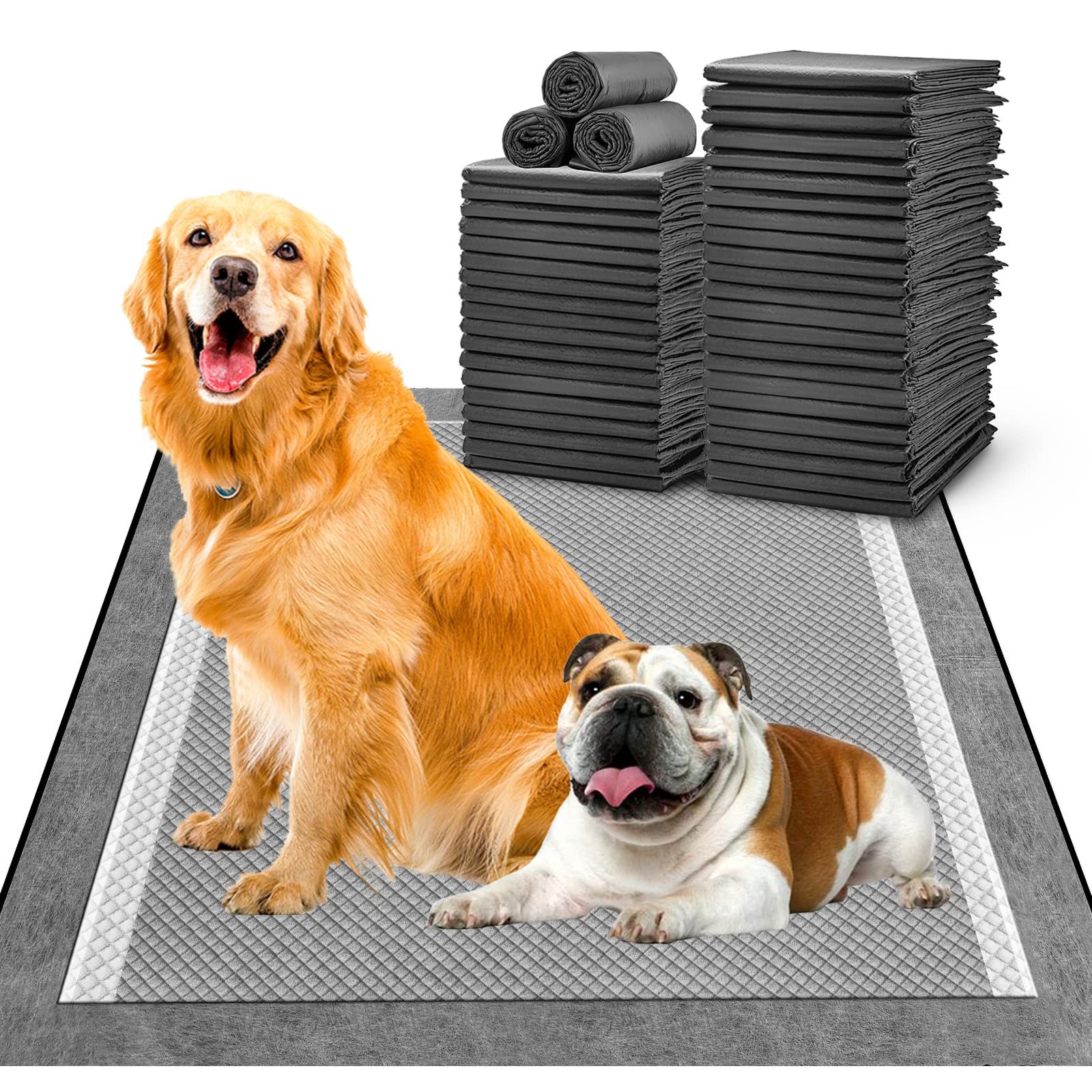 Pee Pads for Dogs Large 28×34 Inches Charcoal Puppy Pads New & Improved Odor-…