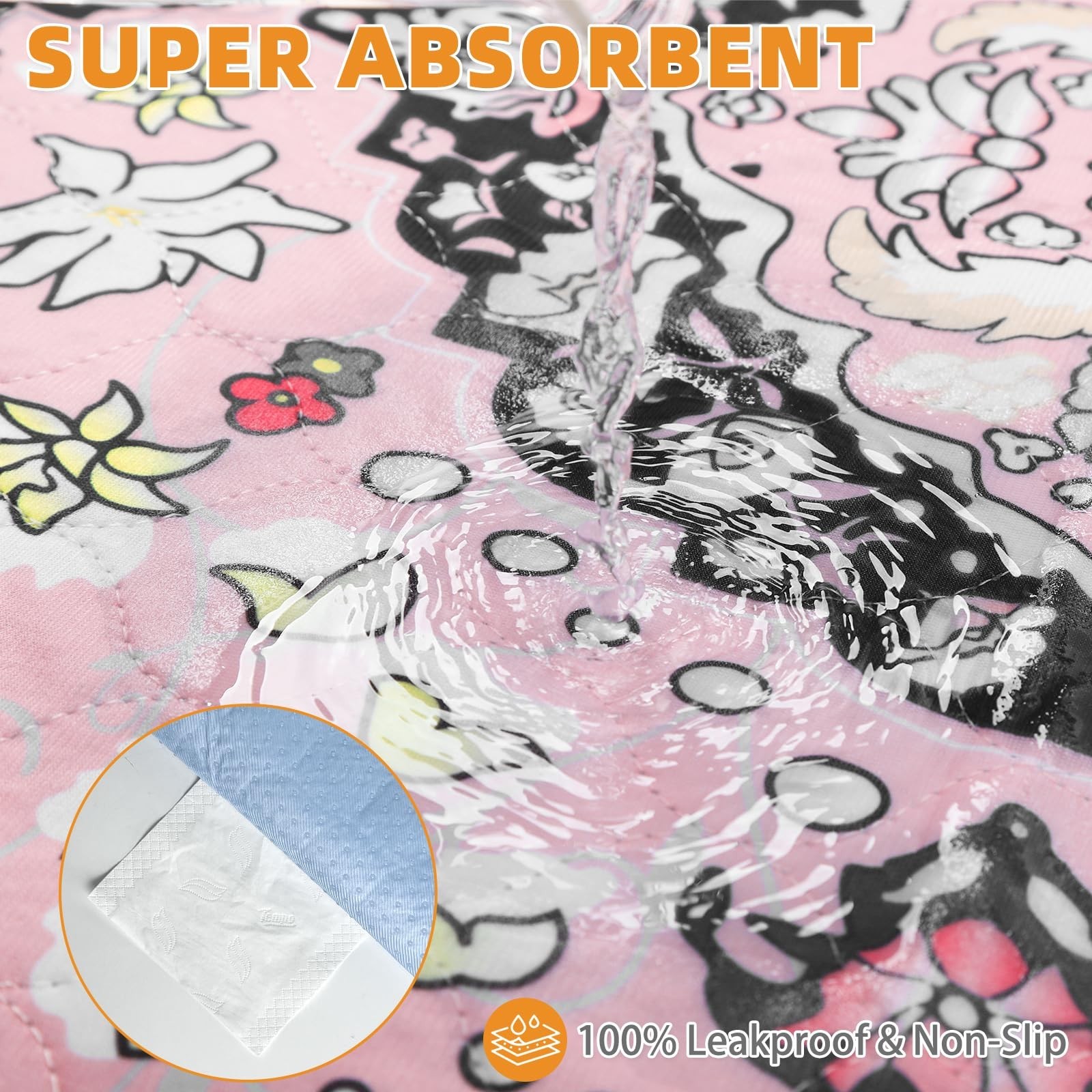 Large Washable Dog Pee Pads – 2 Pack Super Absorbent, Waterproof & Leak-Proof, N