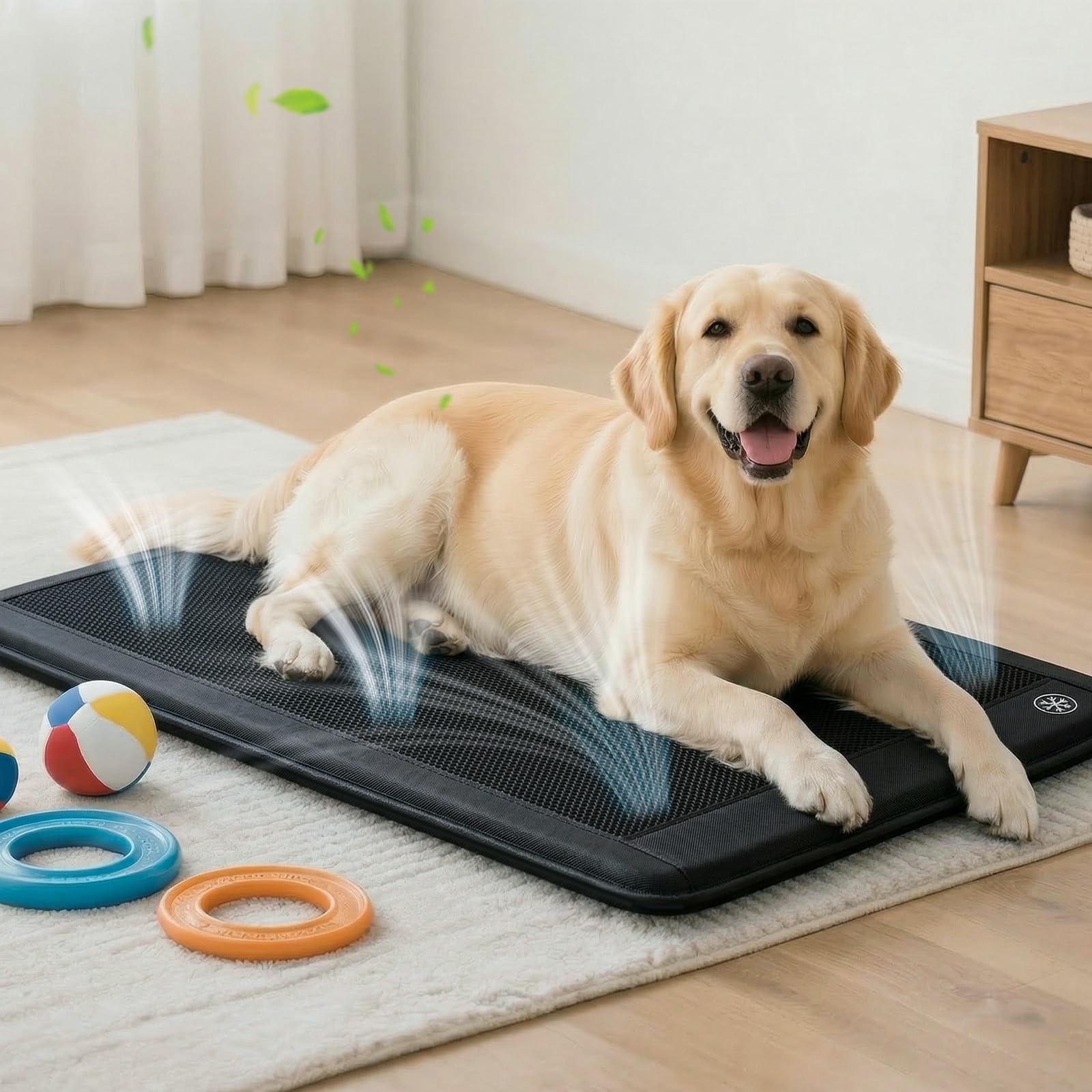 Electric Dog Cooling Mat, 30″x24″ Pet Cooling Mat Indoor with Fan for Dogs an…