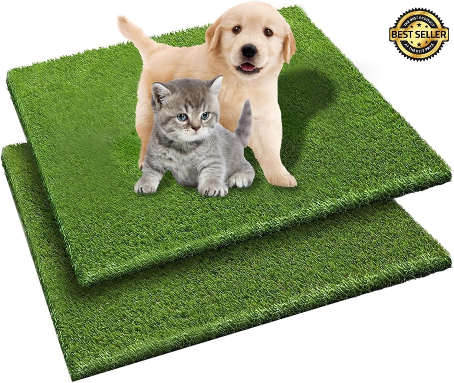 2PCS 20×30″ Dog Grass Pee Pad, Artificial Grass Turf Rug For Pet, Fake Grass Pad